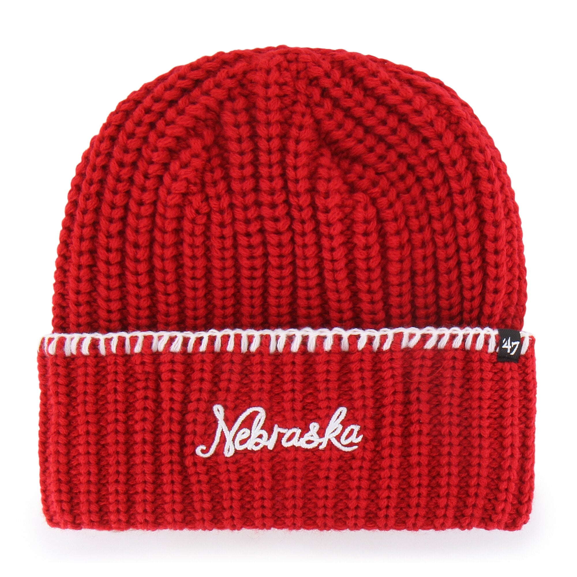 Bonnet à revers en maille point de couverture « 47 Scarlet Nebraska Huskers » pour femme