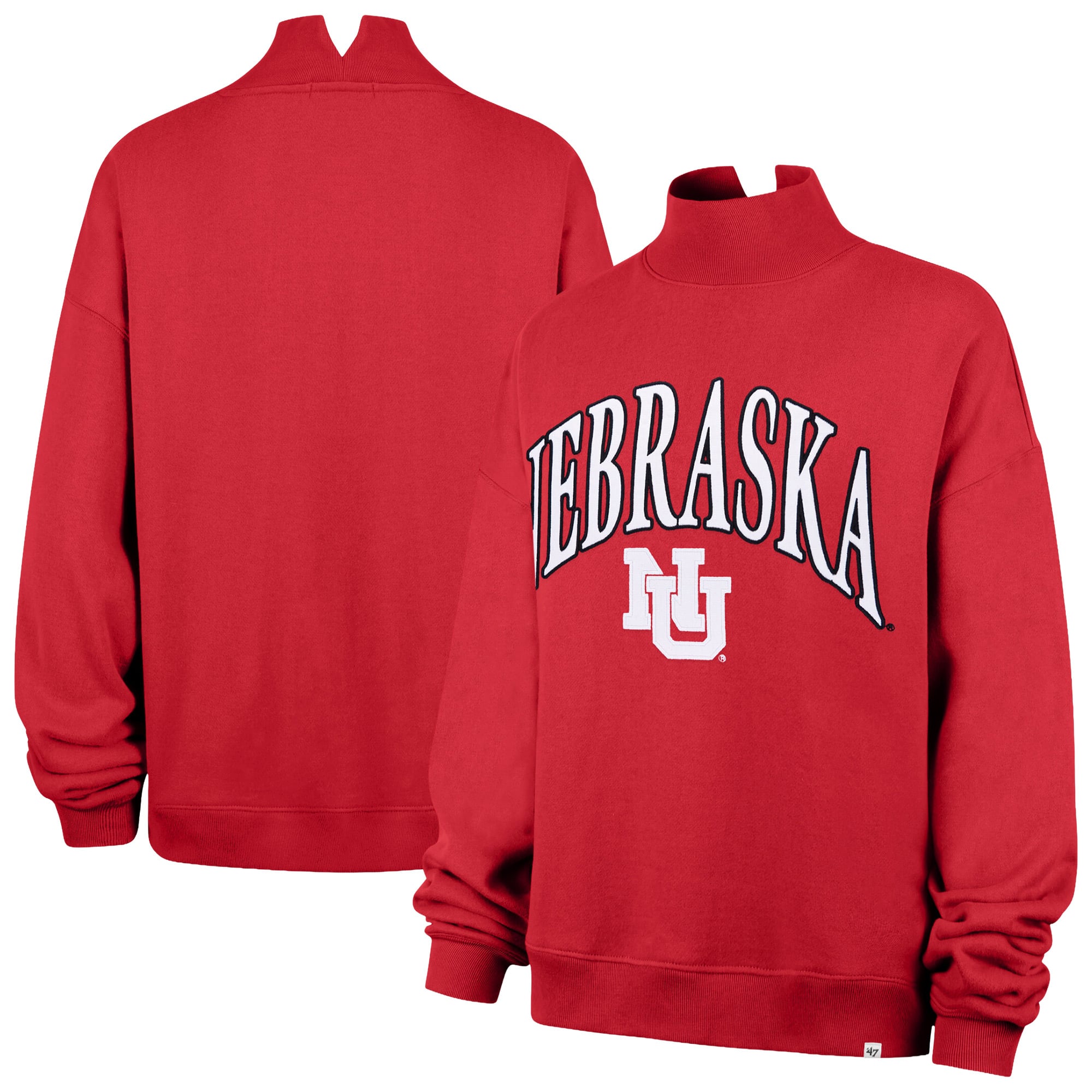 Sweat-shirt à col montant pour femme « 47 Scarlet Nebraska Huskers »