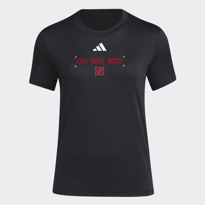  Nebraska Huskers adidas Women's Locker Slogan Pre-Game T-Shirt - Black