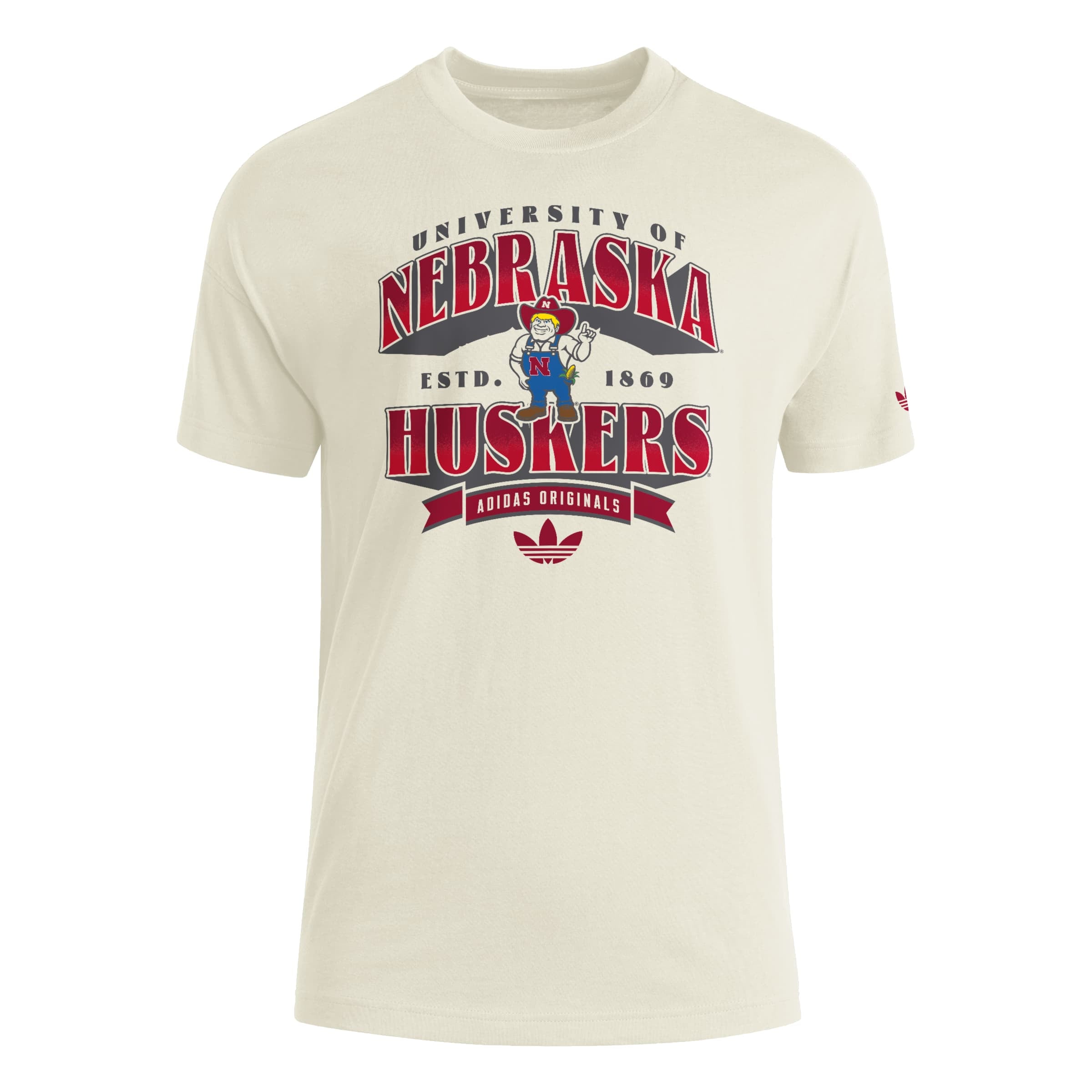 T-shirt boyfriend adidas Originals crème Nebraska Huskers pour femme