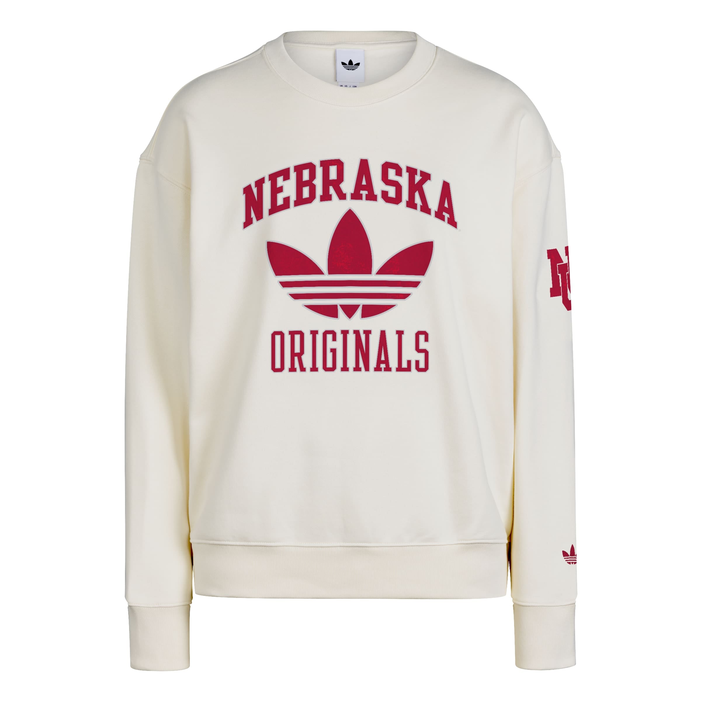 Sweat-shirt polaire adidas Originals crème Nebraska Huskers pour femme