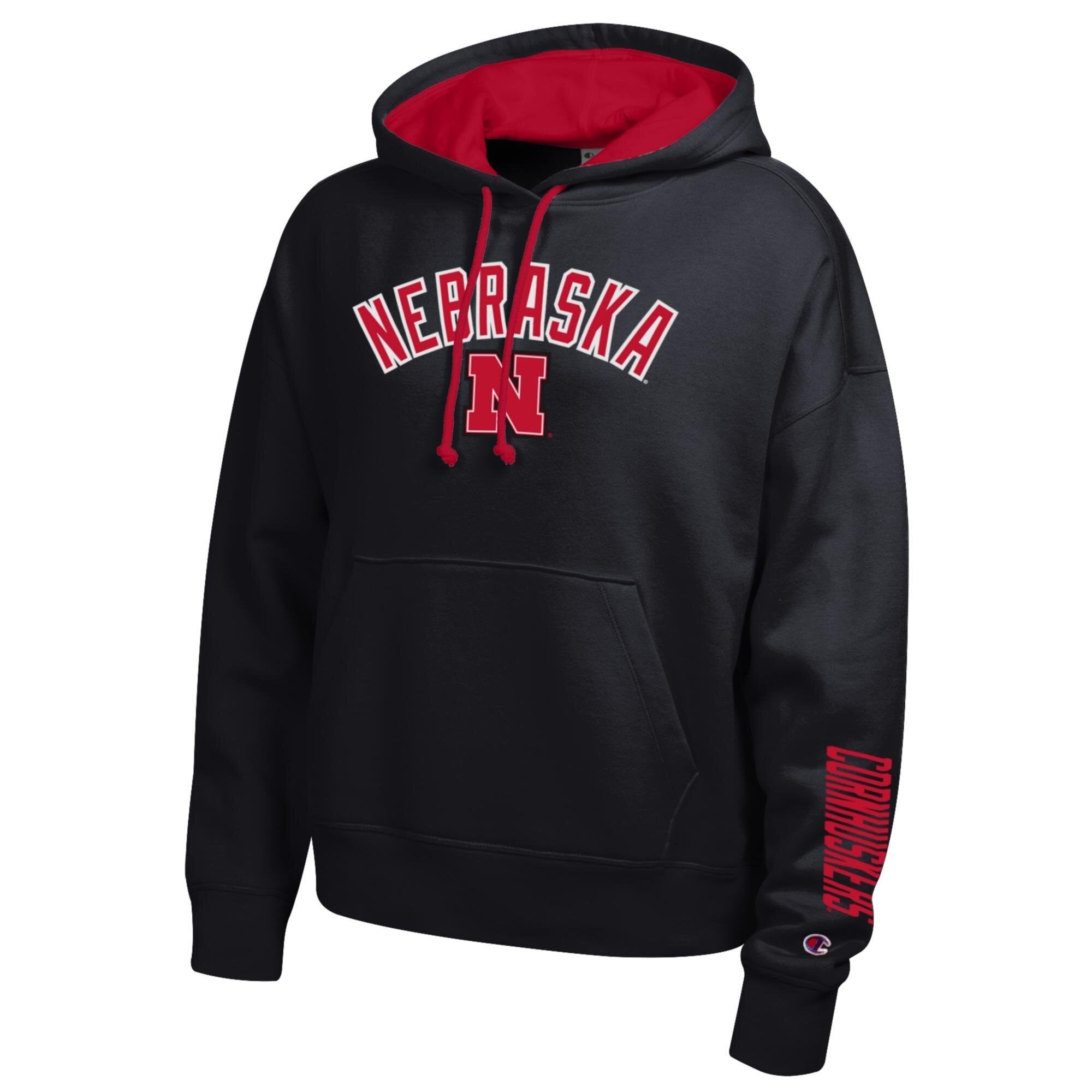 Sweat à capuche noir Champion Nebraska Huskers pour femmes