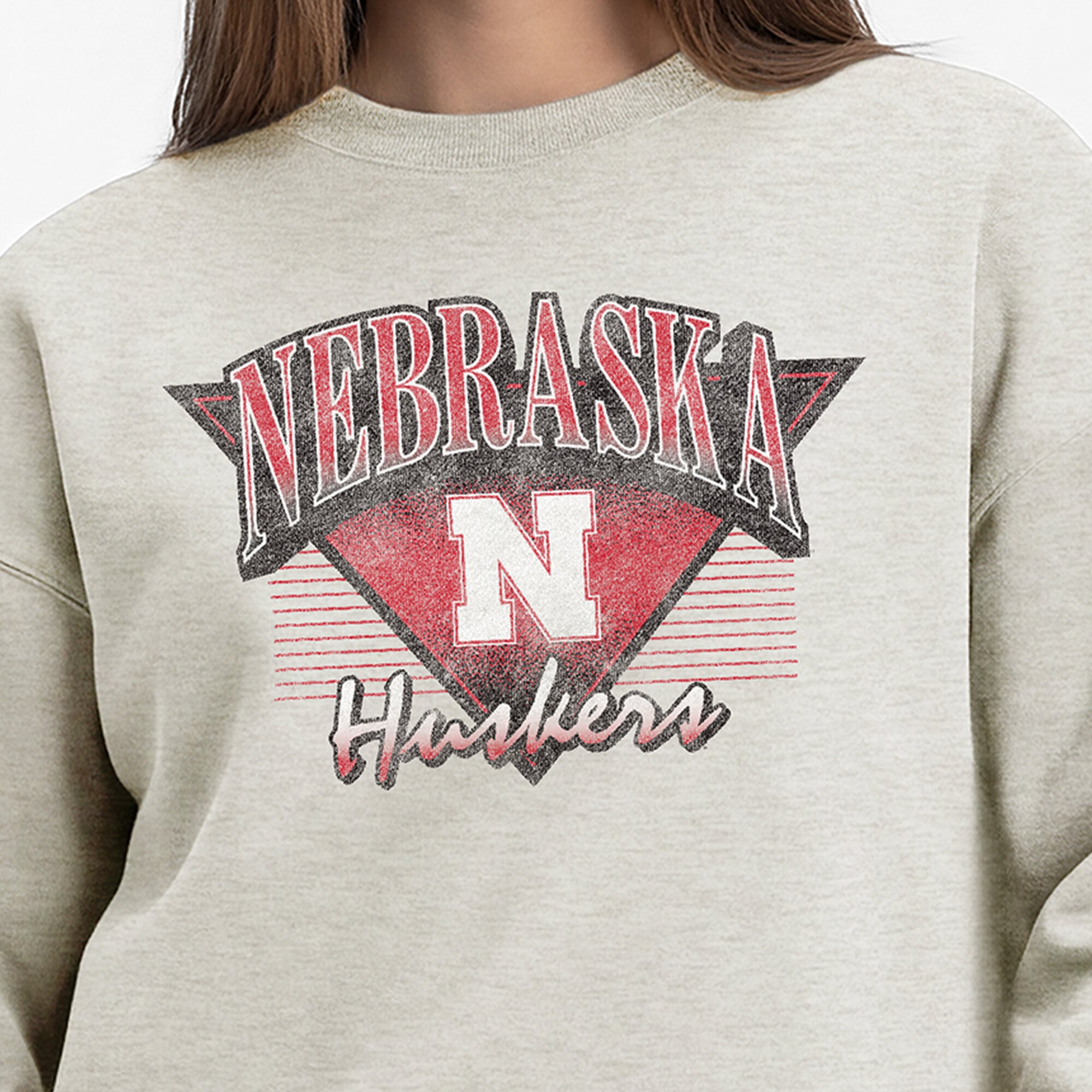 Women's Champion Oatmeal Nebraska Huskers All-Star Weave Sweatshirt