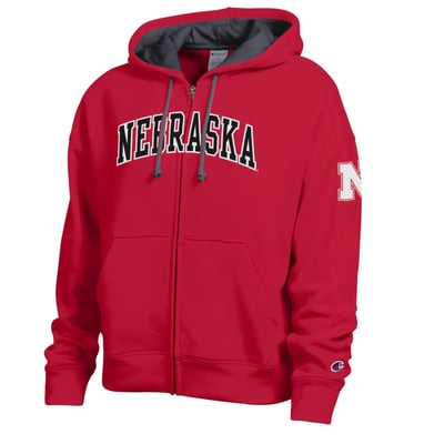 Nebraska Huskers Champion Women's Arch Full-Zip Fleece Hoodie - Scarlet