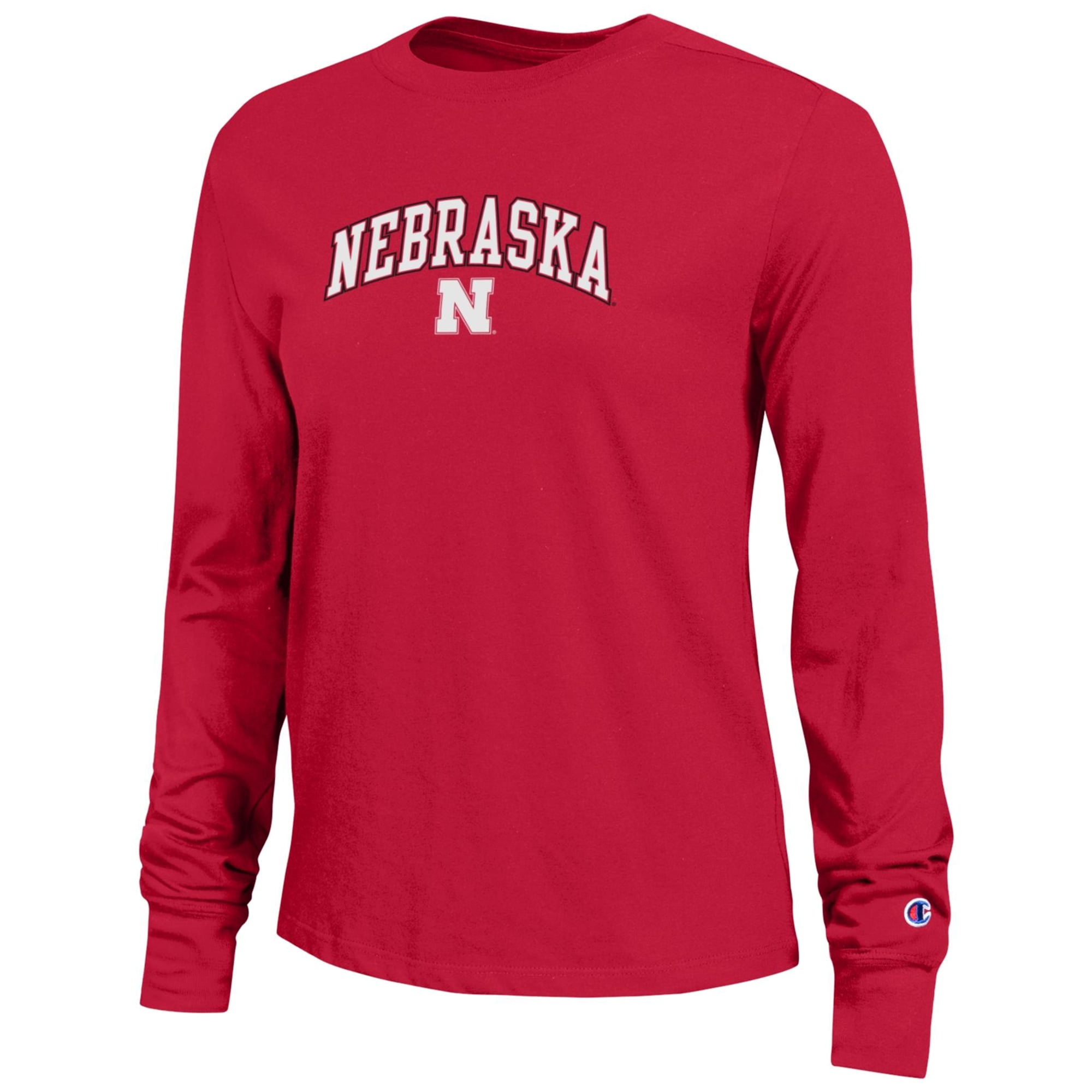 Women's Champion Scarlet Nebraska Huskers Arch Over Logo Long Sleeve T-Shirt