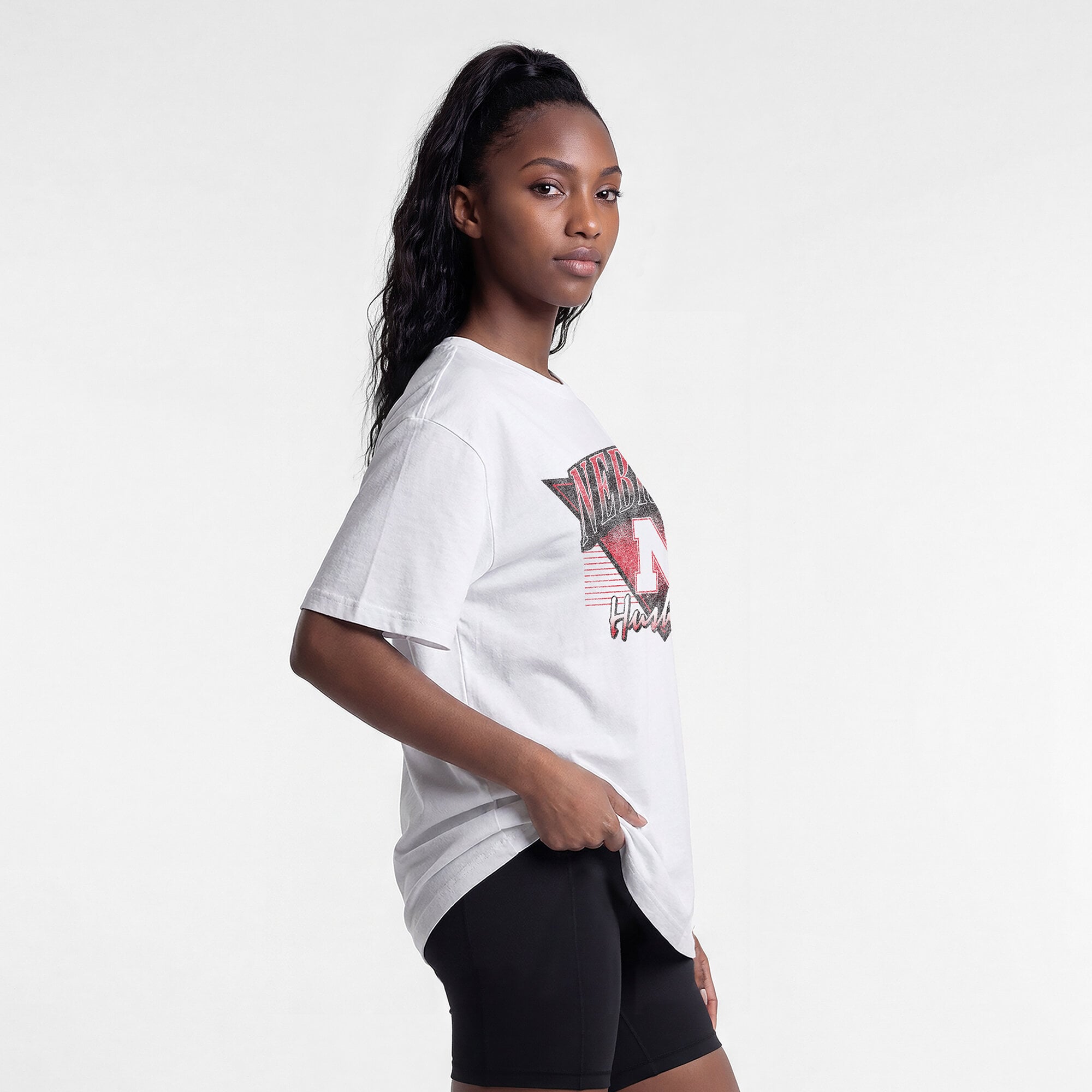 Women's Champion White Nebraska Huskers Retro Oversized T-Shirt