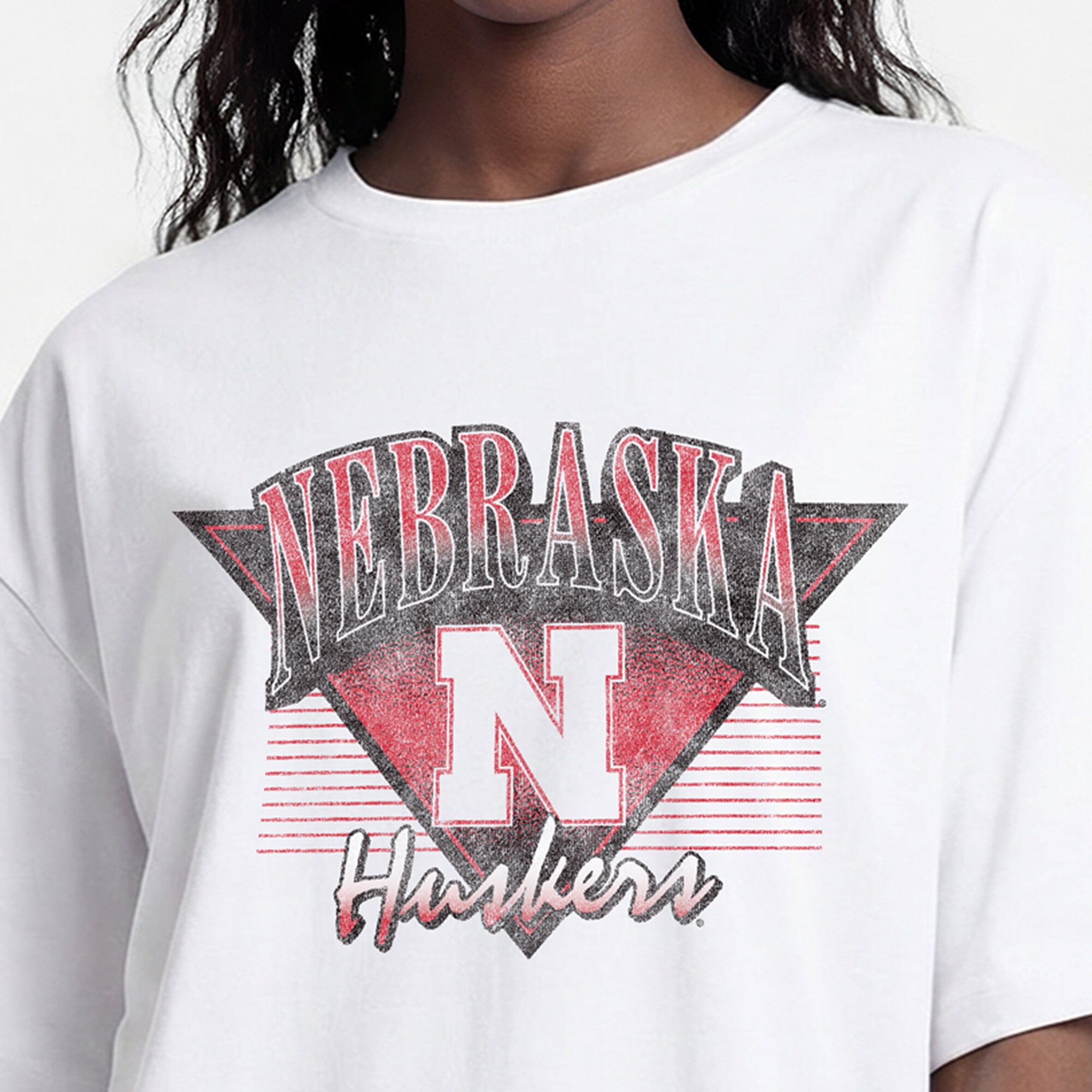 Women's Champion White Nebraska Huskers Retro Oversized T-Shirt