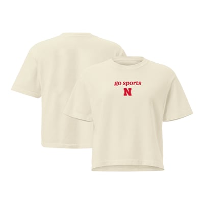 Nebraska Huskers Comfort Colors Women's Go Sports Cropped T-Shirt - Cream
