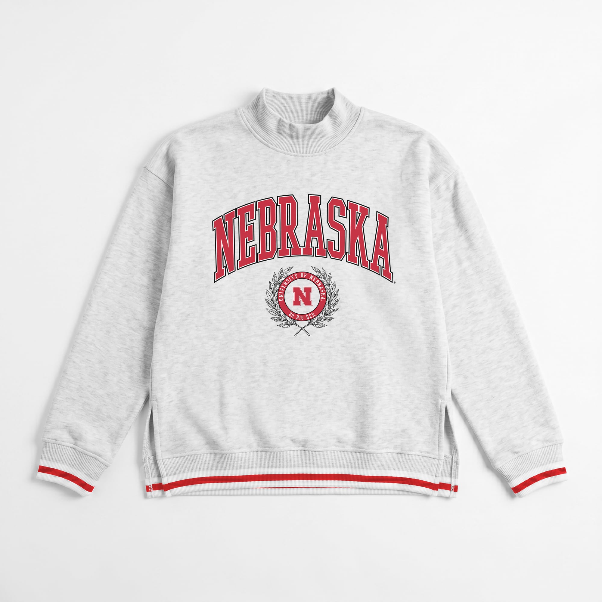 Women's Gameday Couture Gray Nebraska Huskers Rally Point Contrast Stripe Mock Neck Sweatshirt