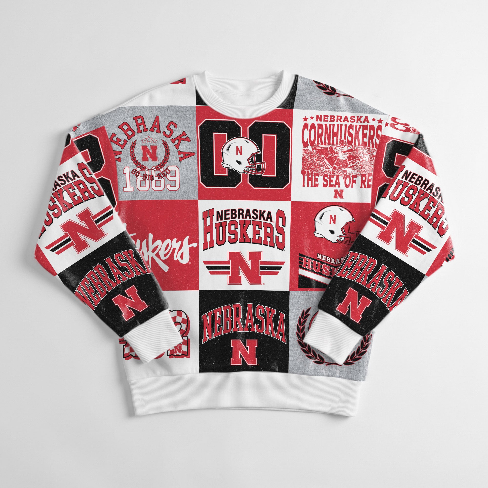 Pull à manches longues patchwork « Highlight Reel » écarlate Nebraska Huskers pour femme, collection Gameday Couture.