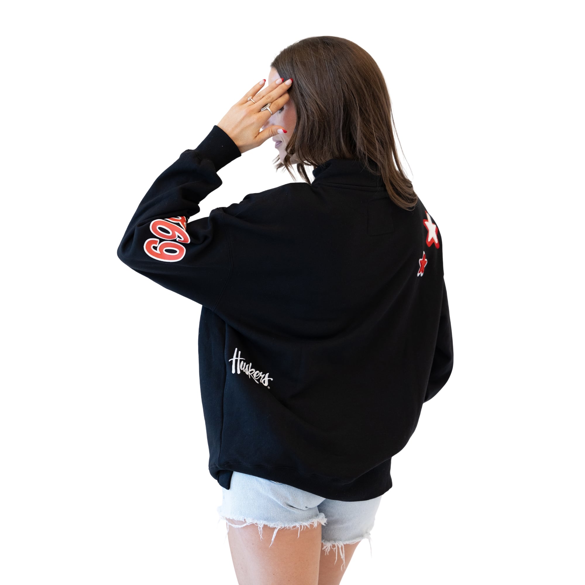 Sweat-shirt à col montant noir Nebraska Huskers pour femmes, modèle Gameday Social