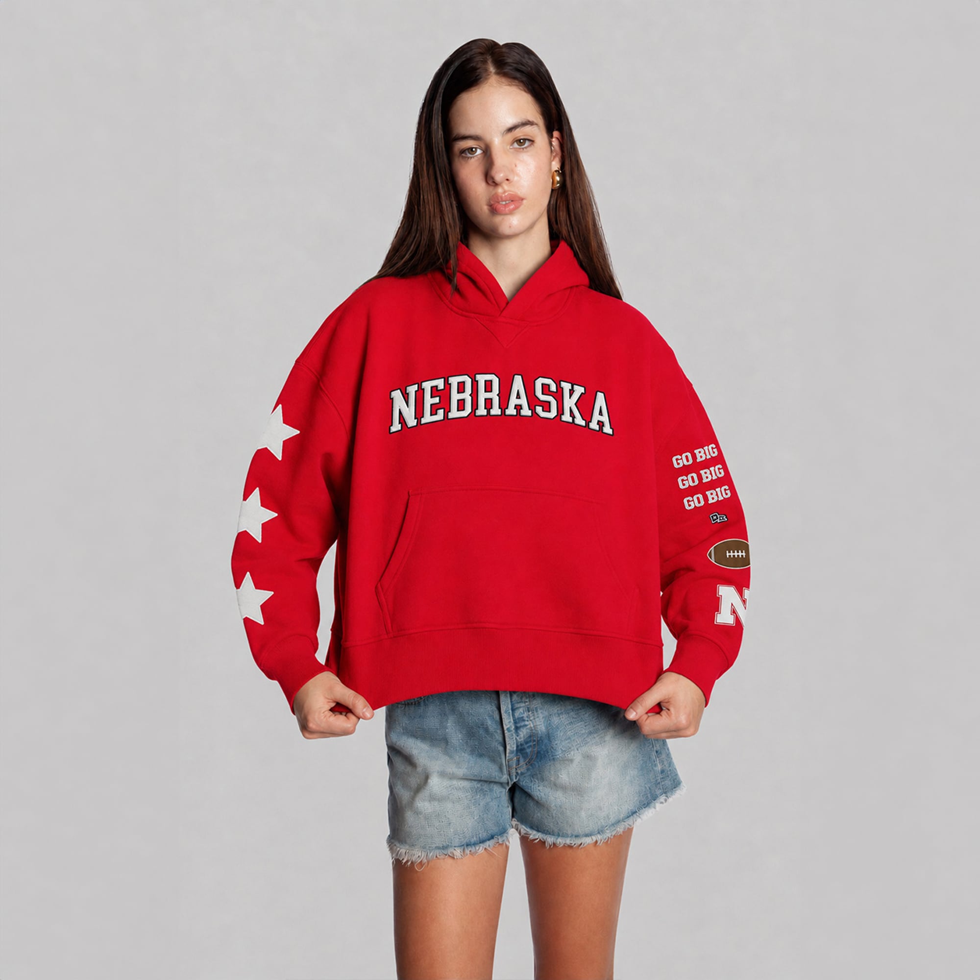 Women's Hype and Vice  Scarlet Nebraska Huskers Cropped Spirit Hoodie