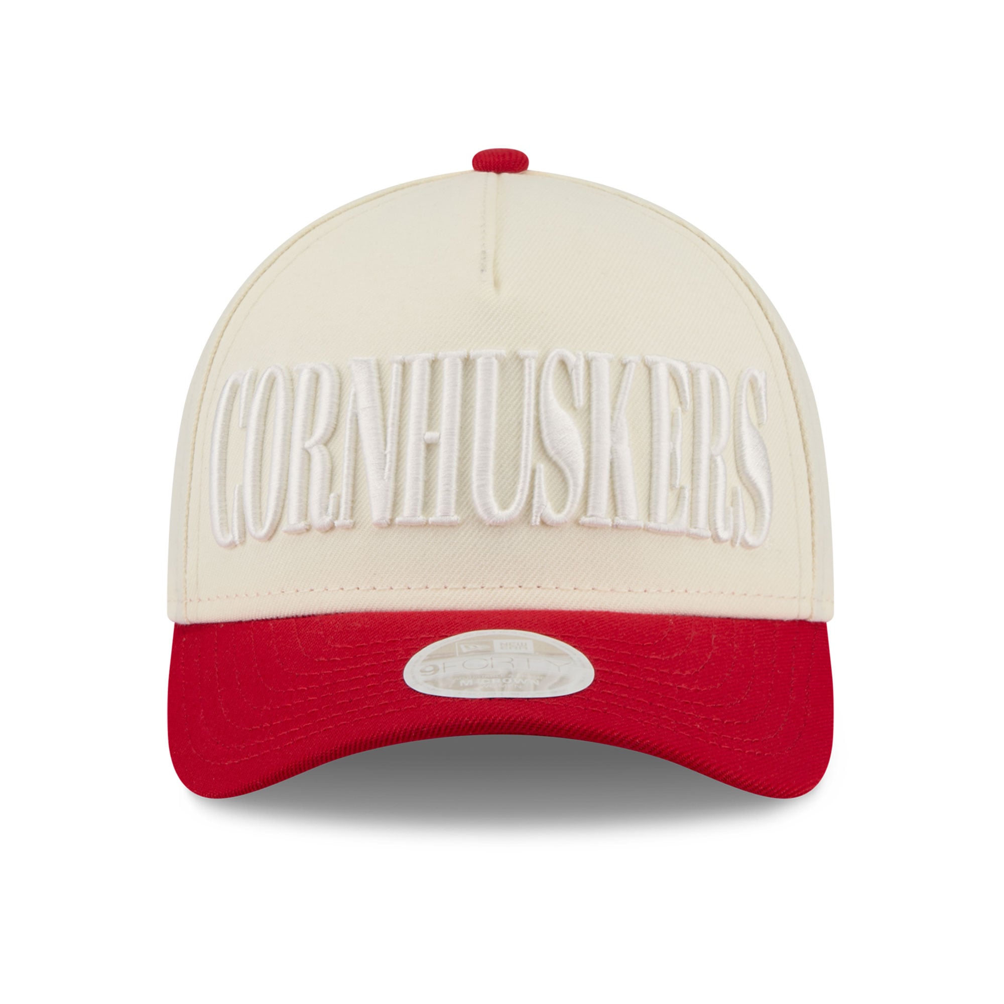 Casquette ajustable New Era 9FORTY A-Frame blanche et écarlate pour femme, Nebraska Huskers.