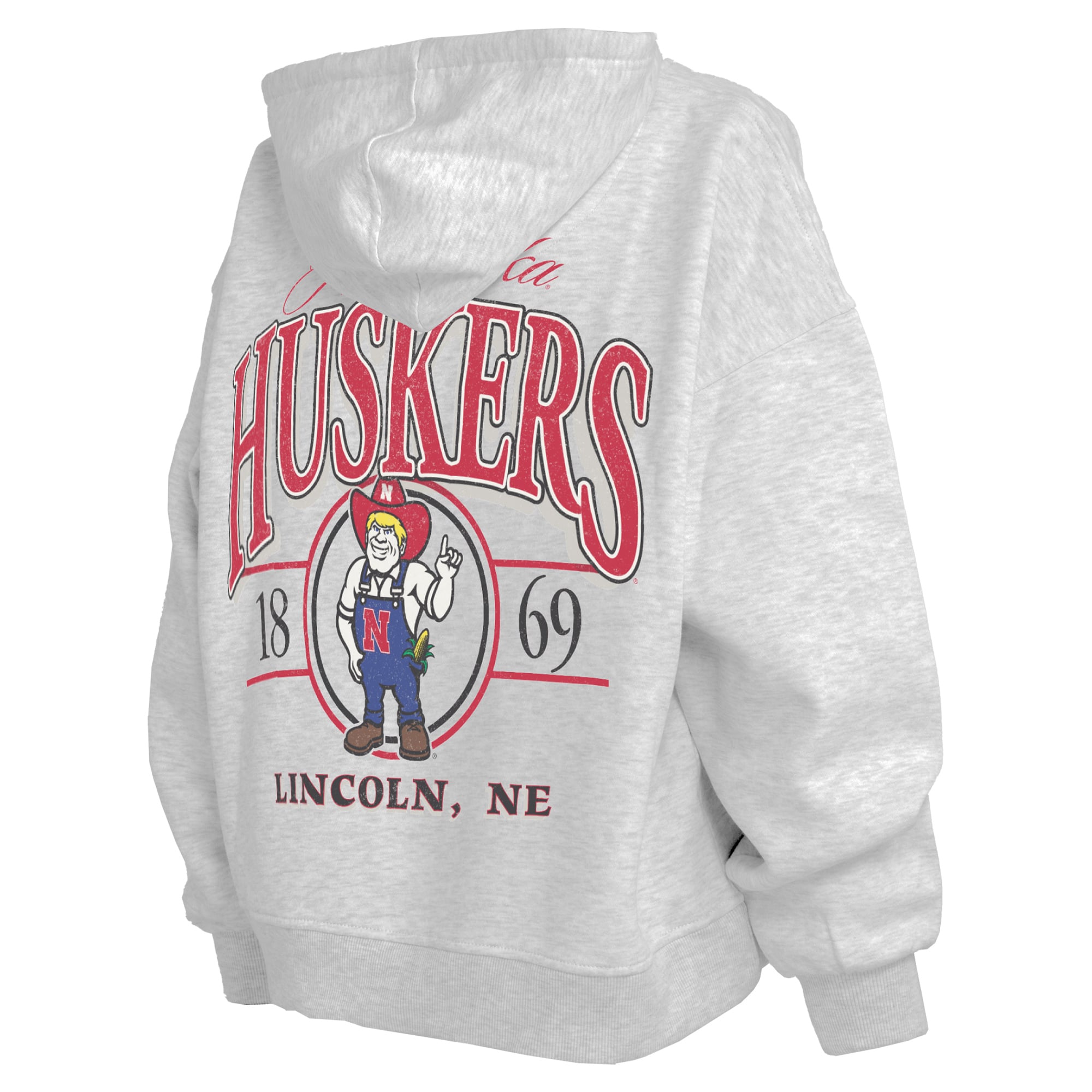 Sweat à capuche zippé Janise gris chiné pour femme de Pressbox, Nebraska Huskers