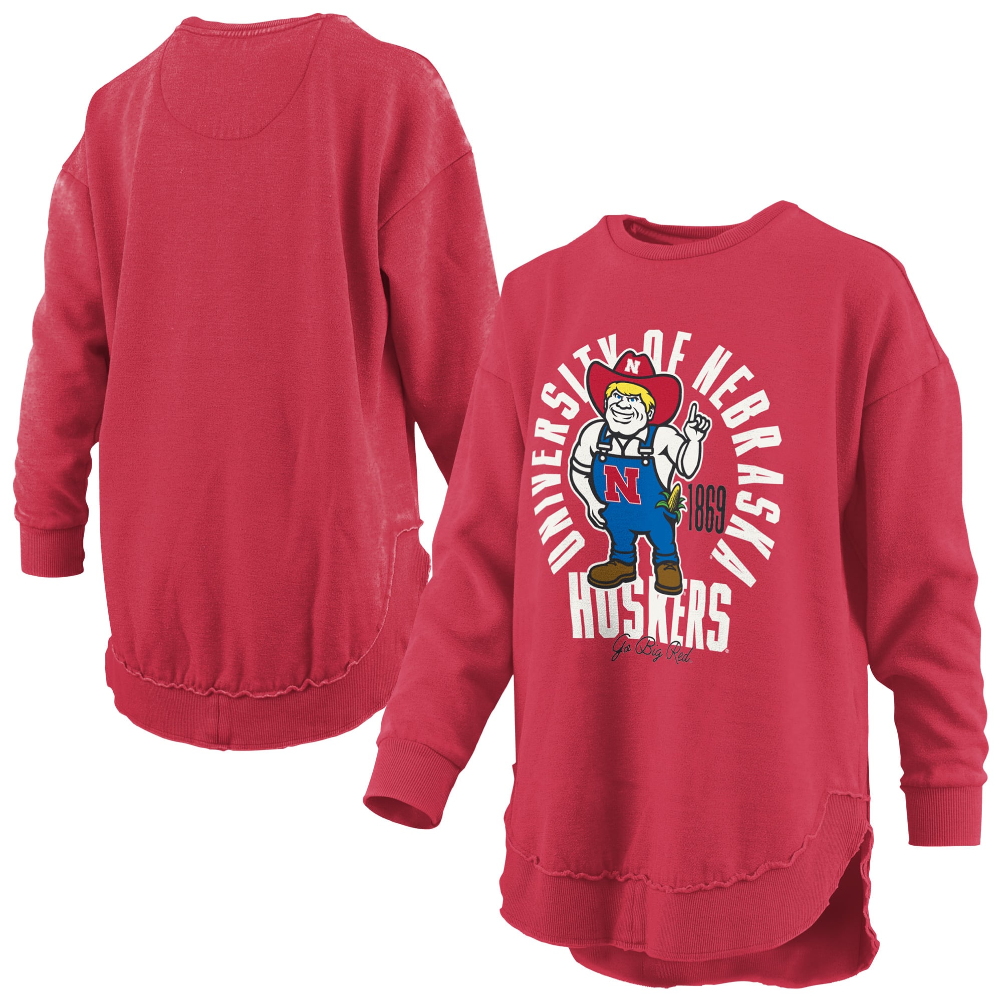 Sweat-shirt à col rond Pressbox Scarlet Nebraska Huskers Blitz pour femmes