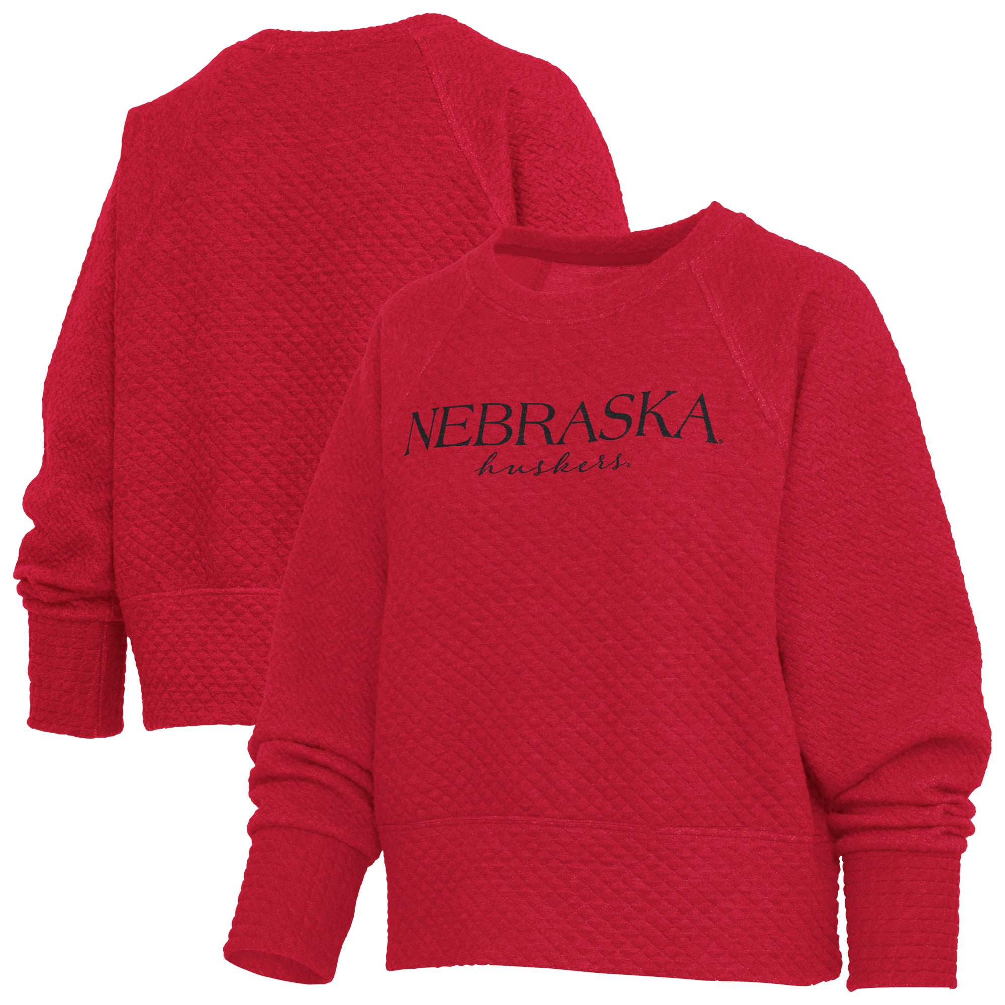 Sweat-shirt matelassé Champagne Nova pour femme Pressbox Scarlet Nebraska Huskers