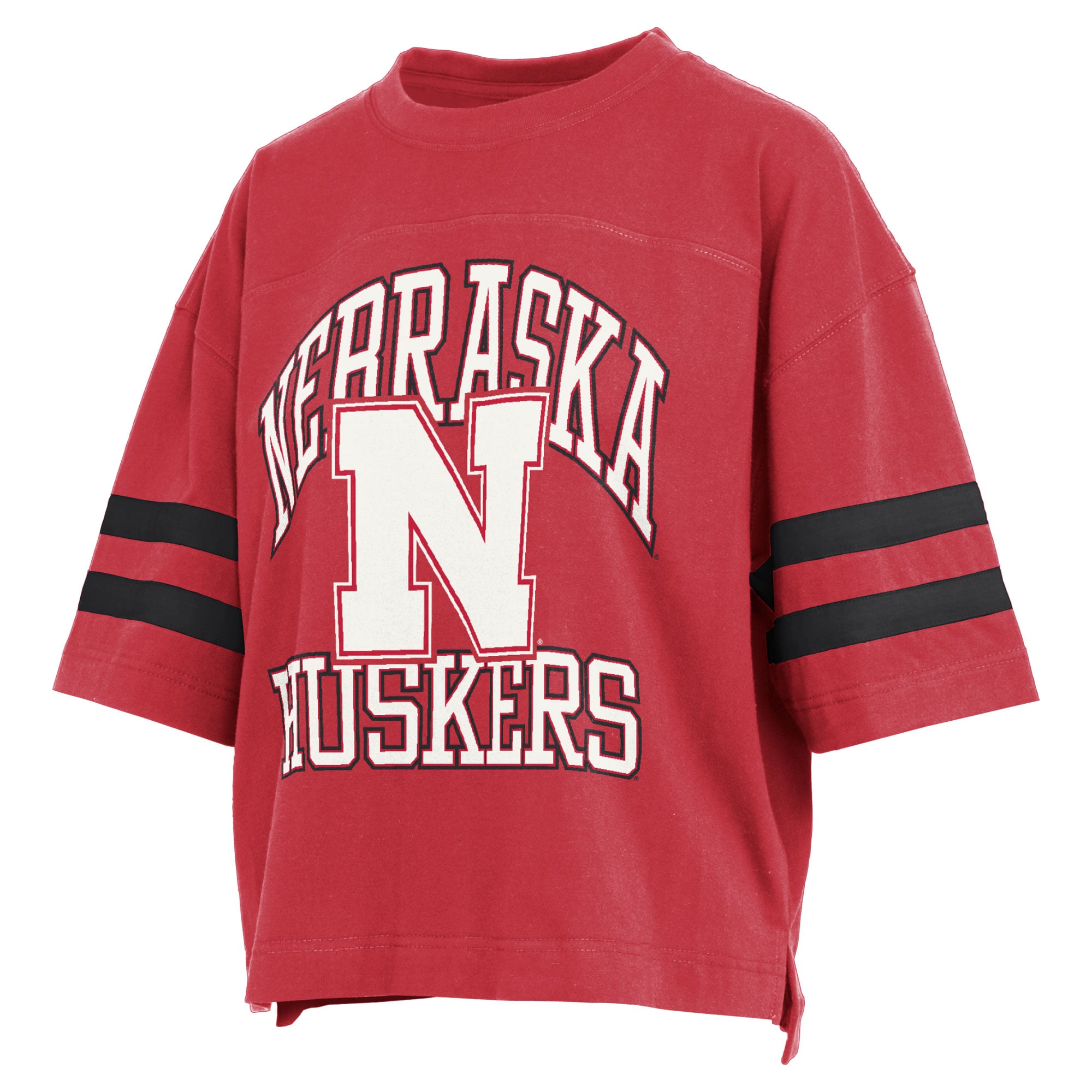 T-shirt court Pressbox Scarlet pour femmes, Nebraska Huskers, Wayne Tyler