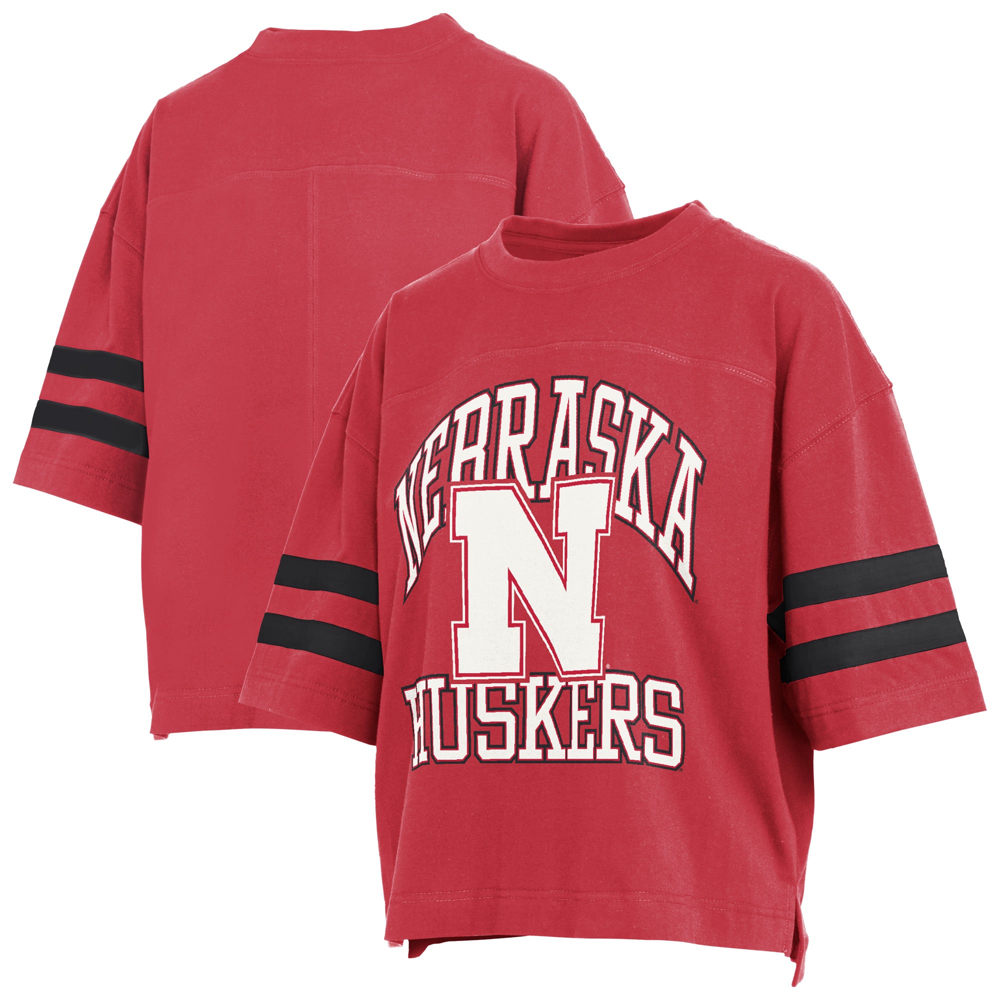 T-shirt court Pressbox Scarlet pour femmes, Nebraska Huskers, Wayne Tyler