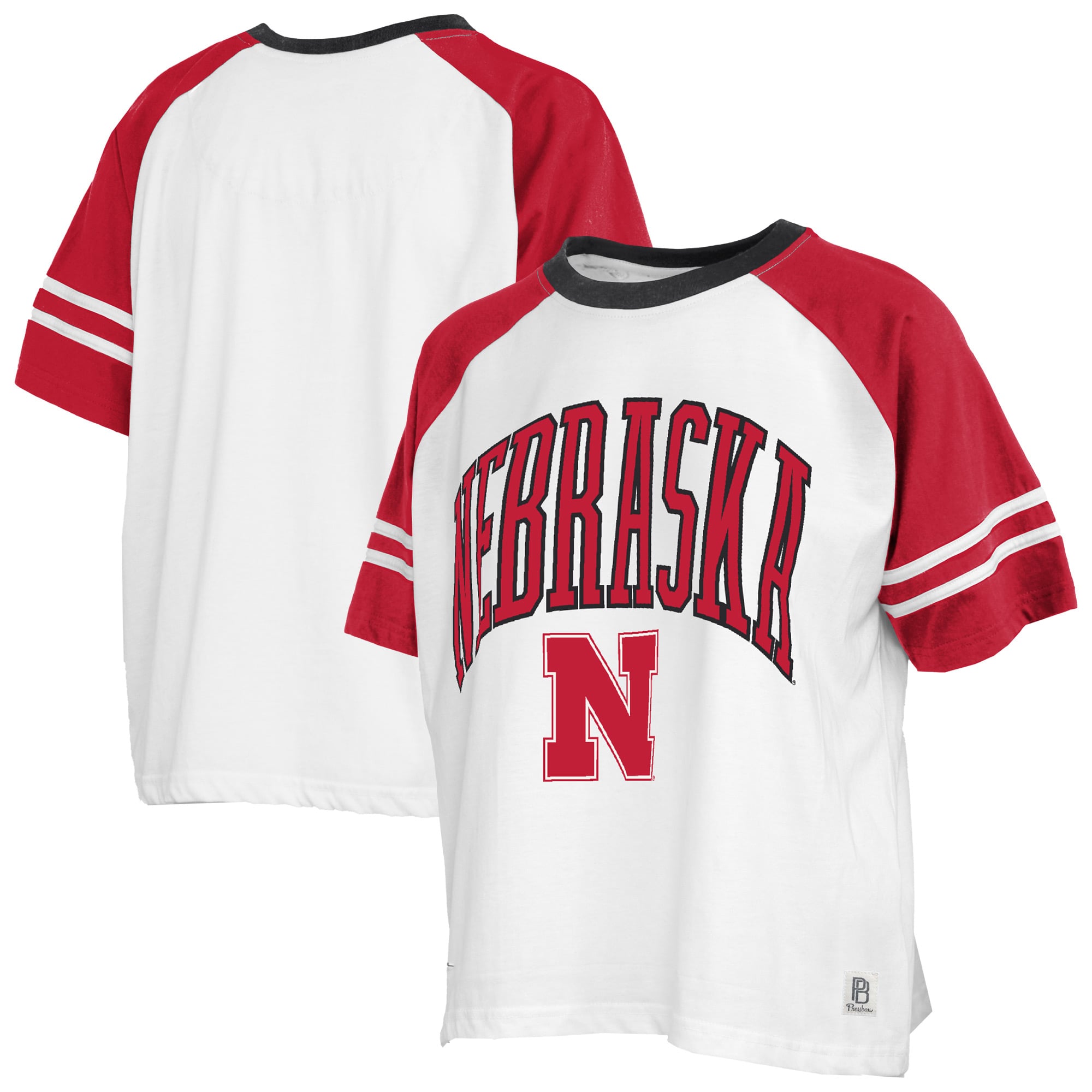 T-shirt Pressbox blanc pour femmes Nebraska Huskers Sky Colorblock