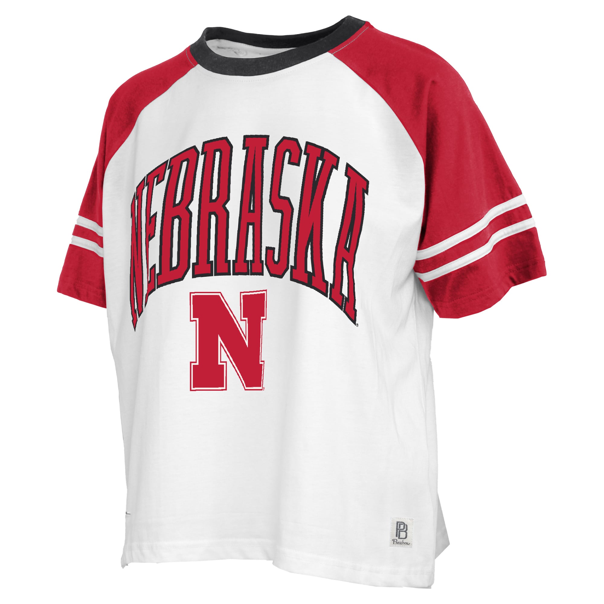 T-shirt Pressbox blanc pour femmes Nebraska Huskers Sky Colorblock