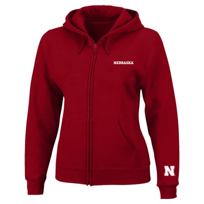  Nebraska Huskers Profile Women's Plus Size Full-Zip Hooded Jacket - Scarlet