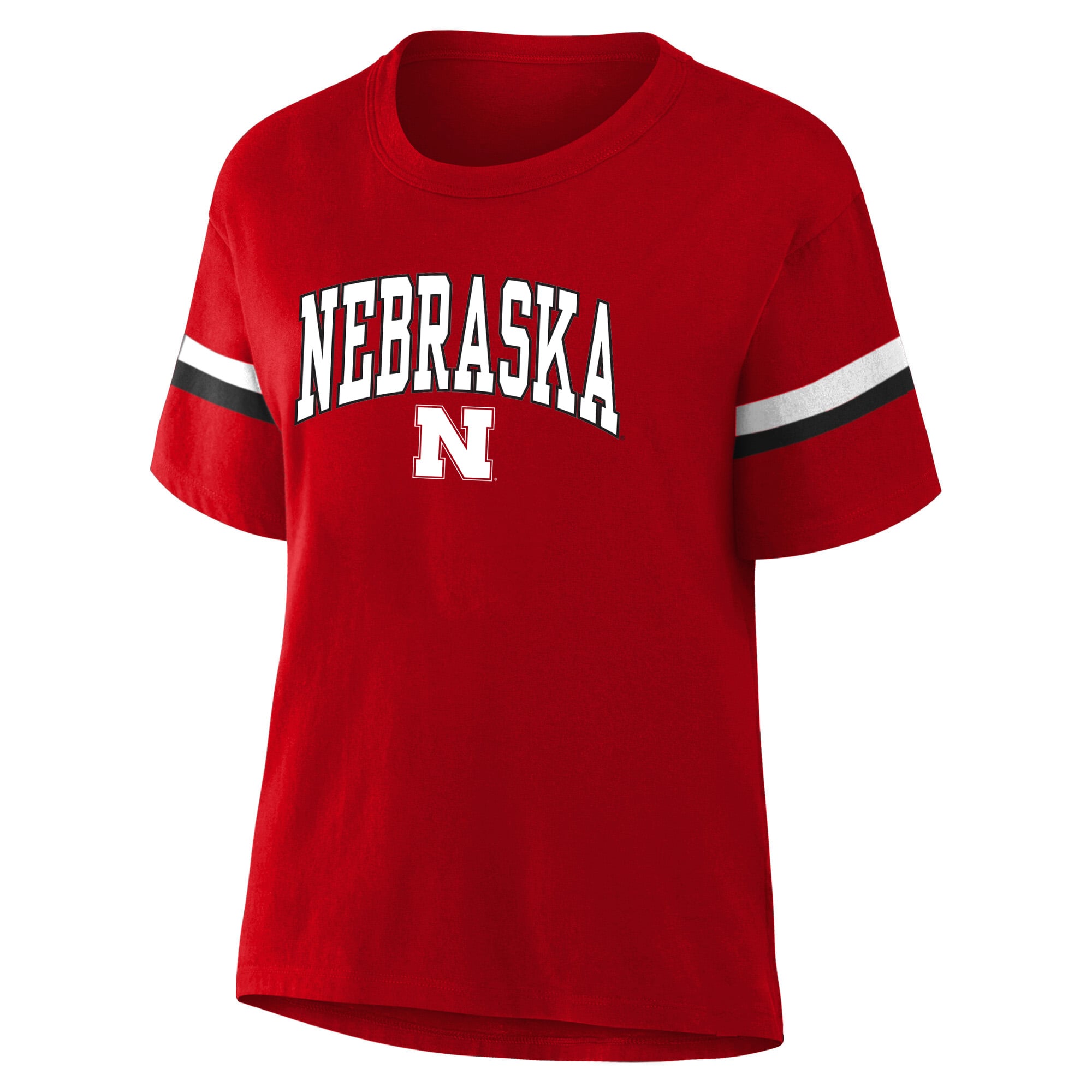 Profil femme T-shirt rayé Scarlet Nebraska Huskers Grande Taille