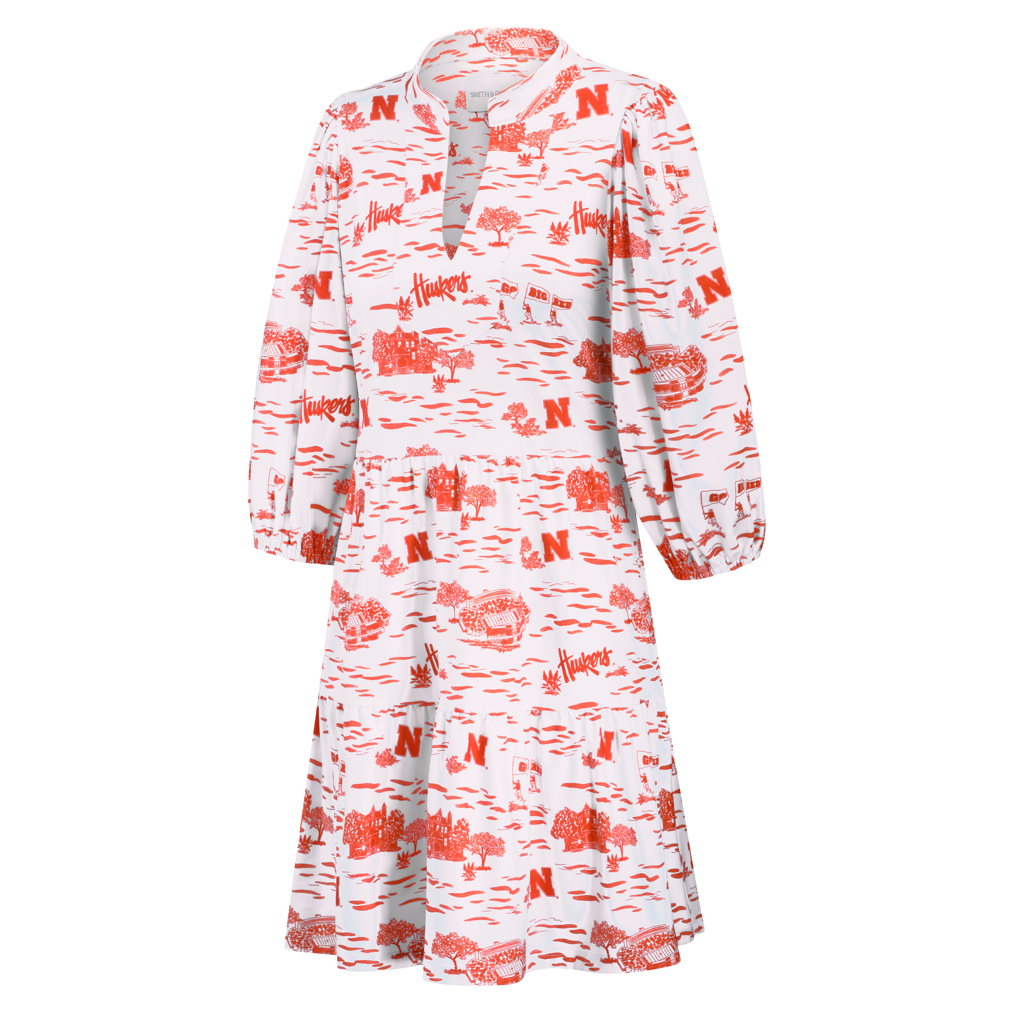 Women's Smith & Quinn White Nebraska Huskers 3/4 Sleeve Toile Tory Dress