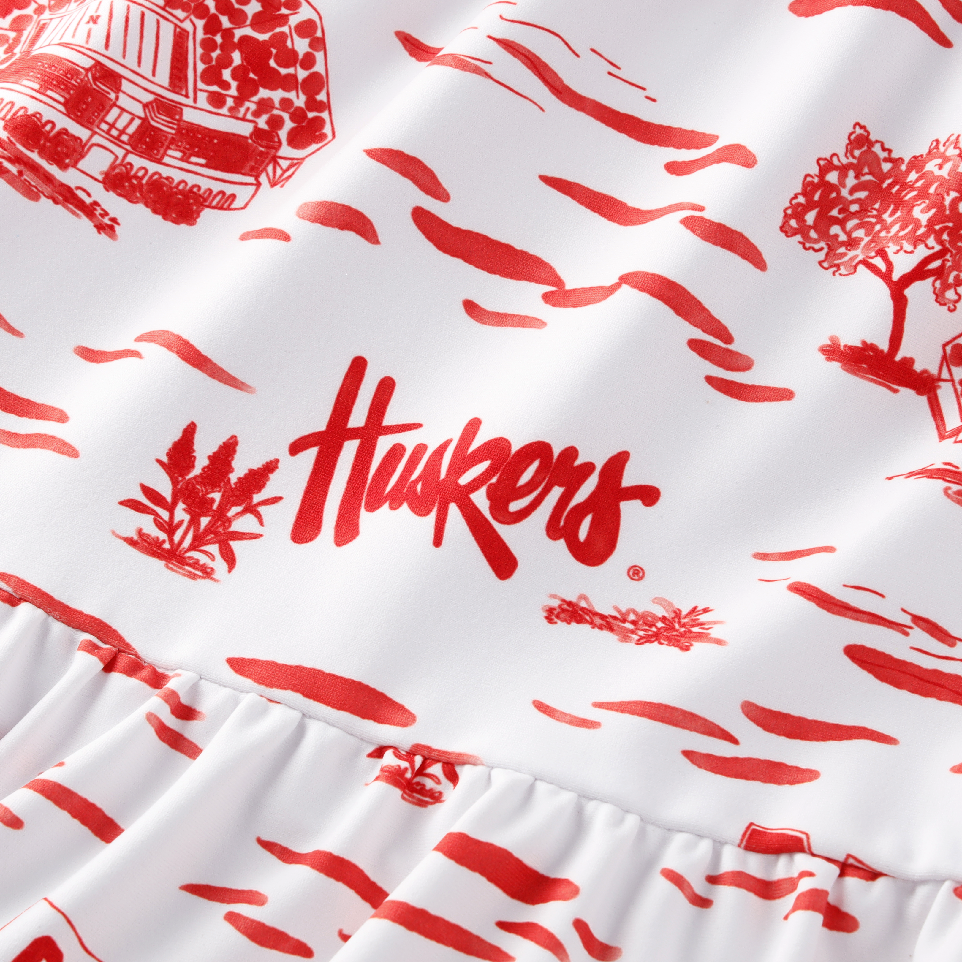 Women's Smith & Quinn White Nebraska Huskers 3/4 Sleeve Toile Tory Dress