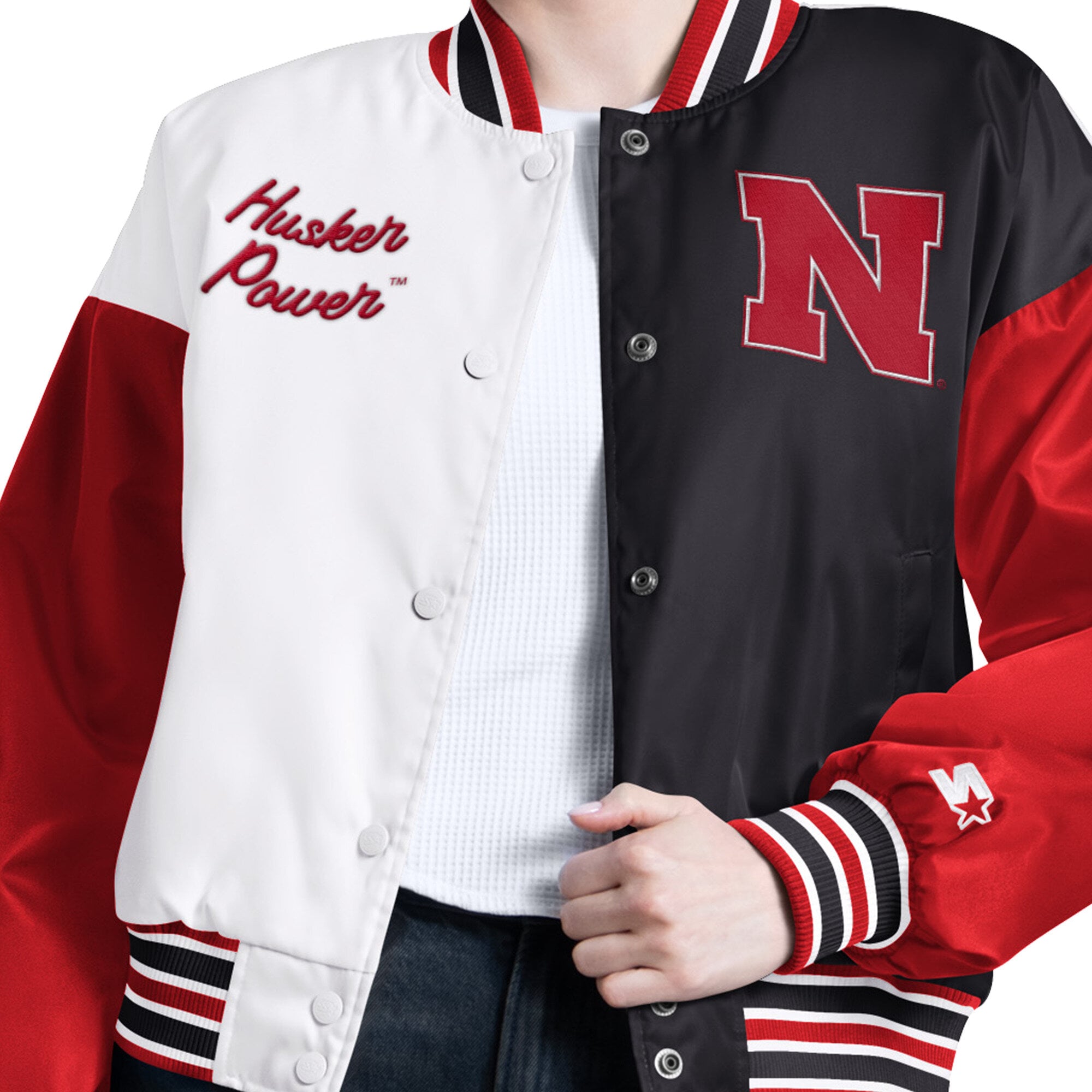 Veste universitaire Starter rouge/noire Nebraska Huskers Game On pour femmes