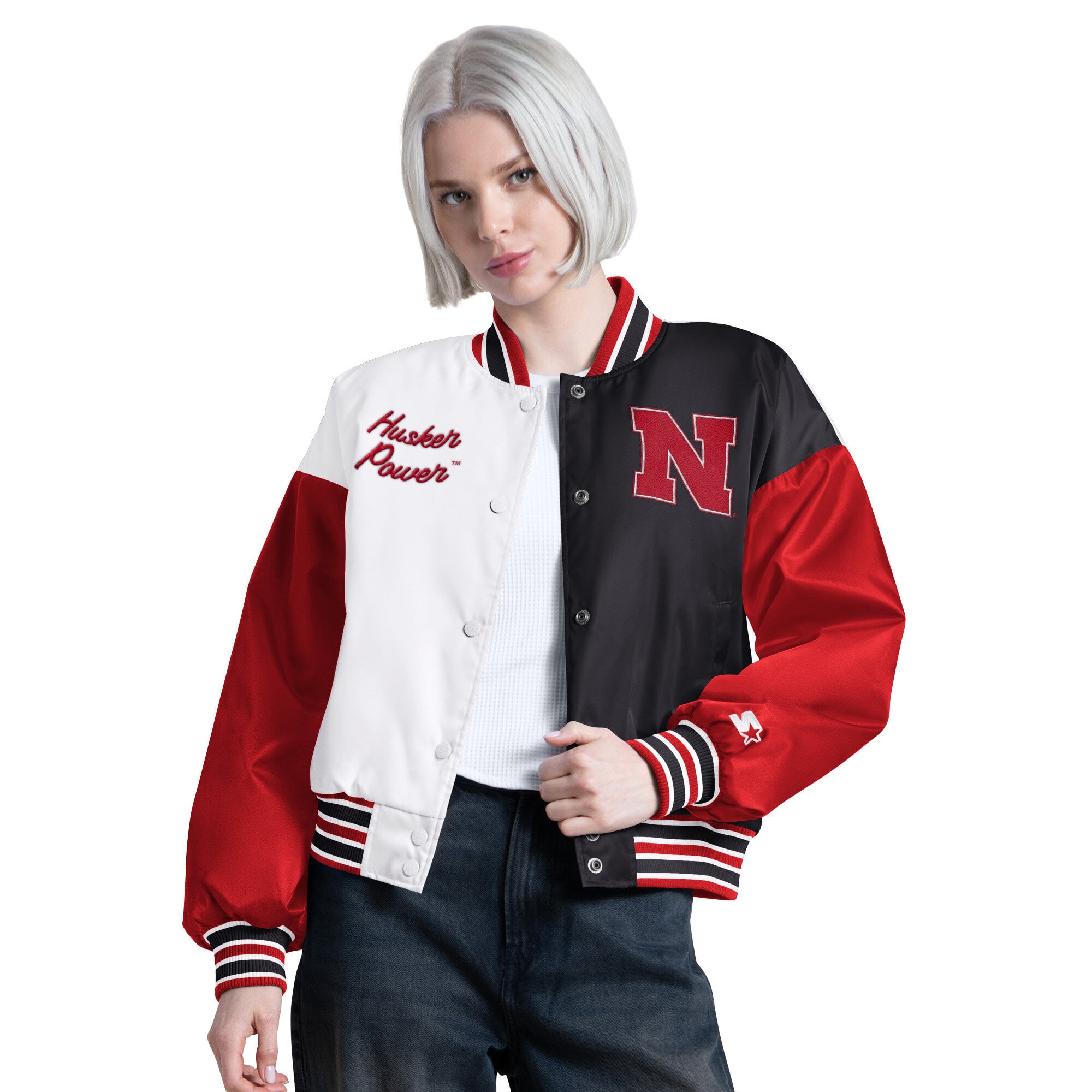 Veste universitaire Starter rouge/noire Nebraska Huskers Game On pour femmes