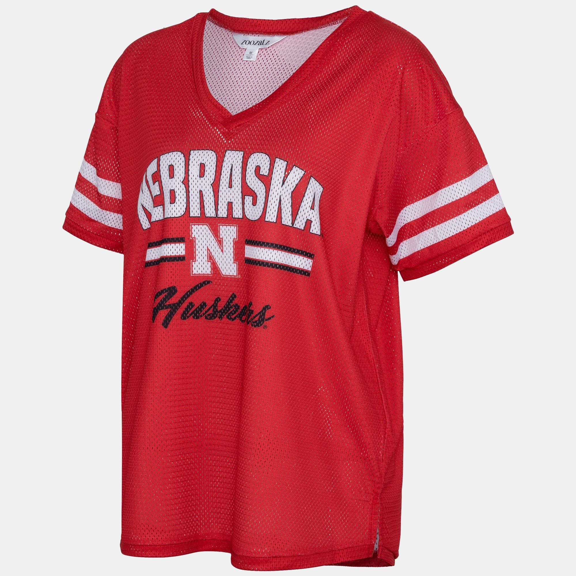 Women's ZooZatz Scarlet Nebraska Huskers Mesh Jersey Kickoff T-Shirt