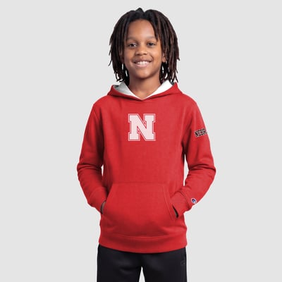  Nebraska Huskers Champion Youth Fleece Hoodie - Scarlet