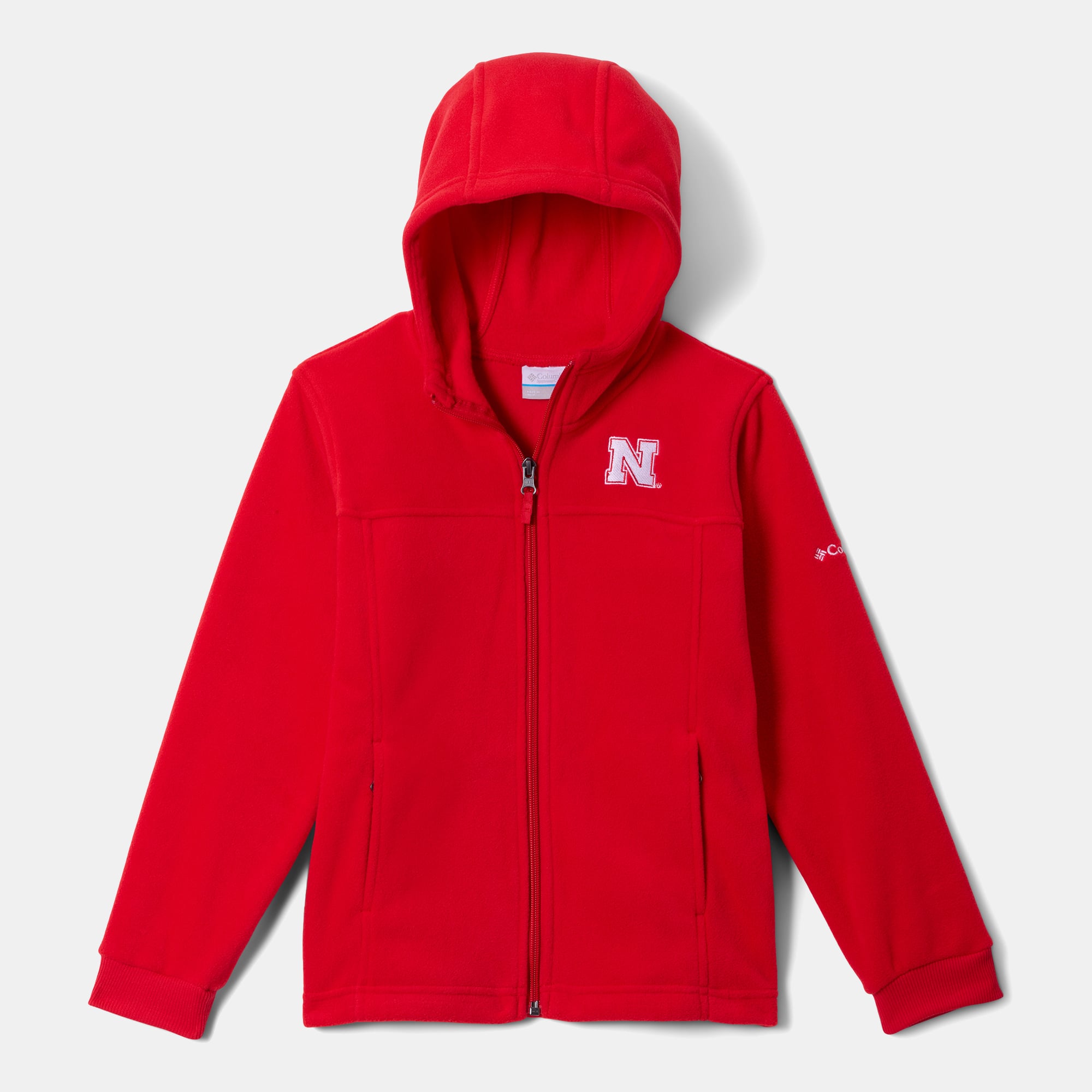 Sweat à capuche zippé en polaire Columbia Scarlet Nebraska Huskers pour jeunes