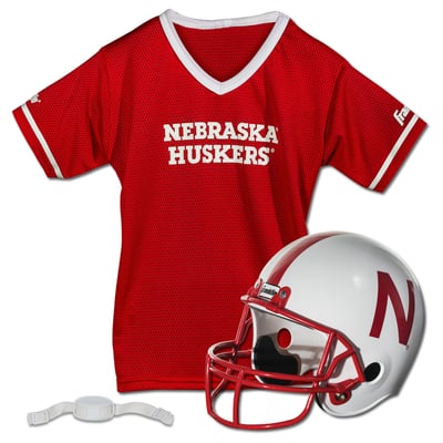 Nebraska Huskers Franklin Sports Youth NCAA Deluxe Helmet & Jersey Set