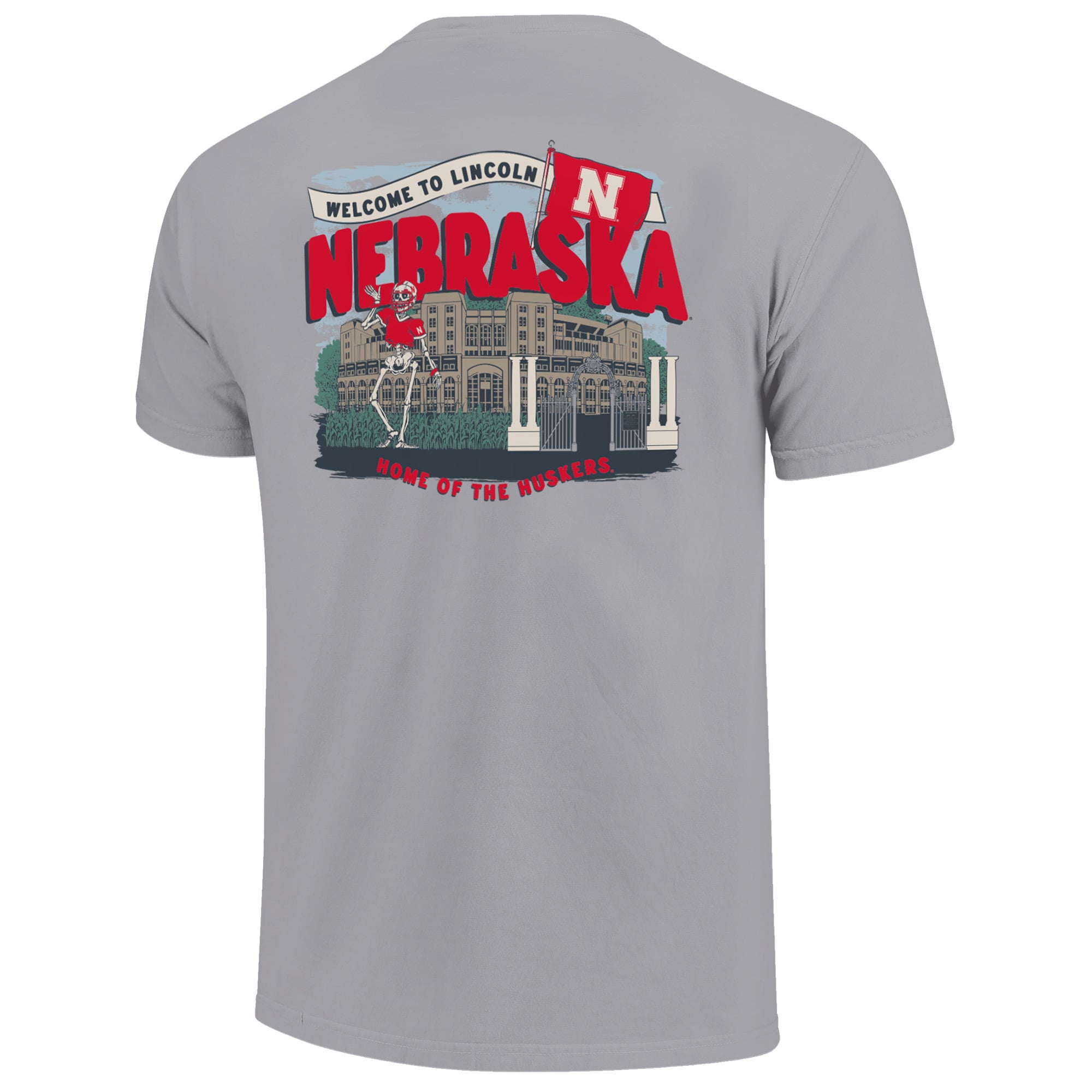 T-shirt gris pour jeunes des Nebraska Huskers, scène locale du campus