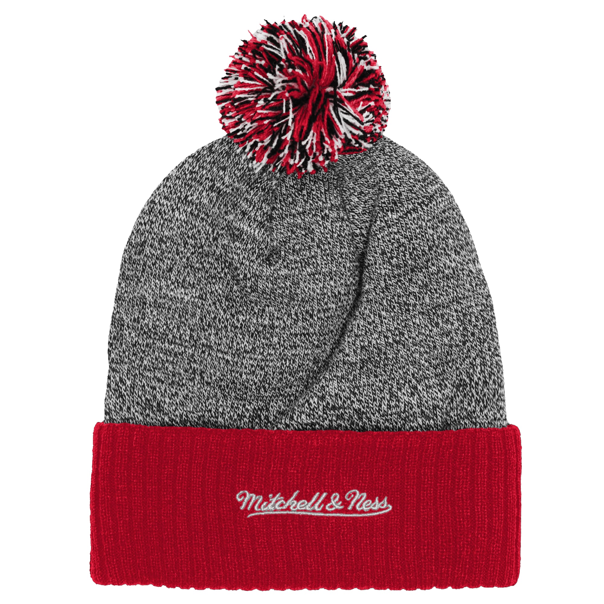 Youth Mitchell & Ness Scarlet Nebraska Huskers Mascot Cuffed Knit Hat with Pom