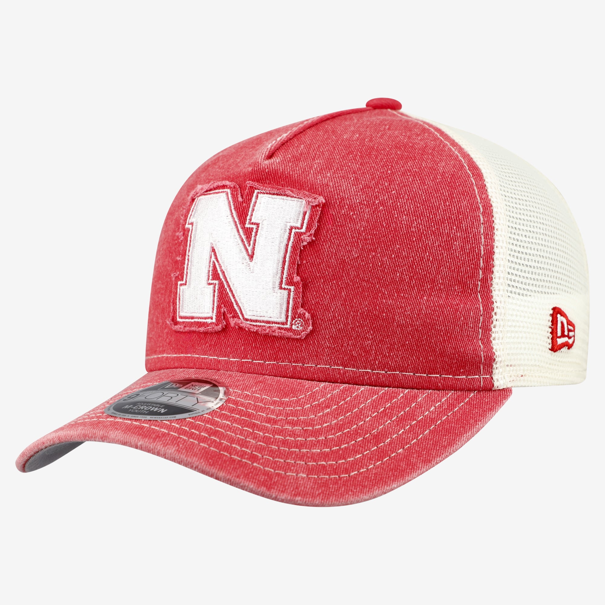 Casquette trucker rétro ajustable New Era Scarlet Nebraska Huskers 9FORTY A-Frame M-Crown pour jeunes