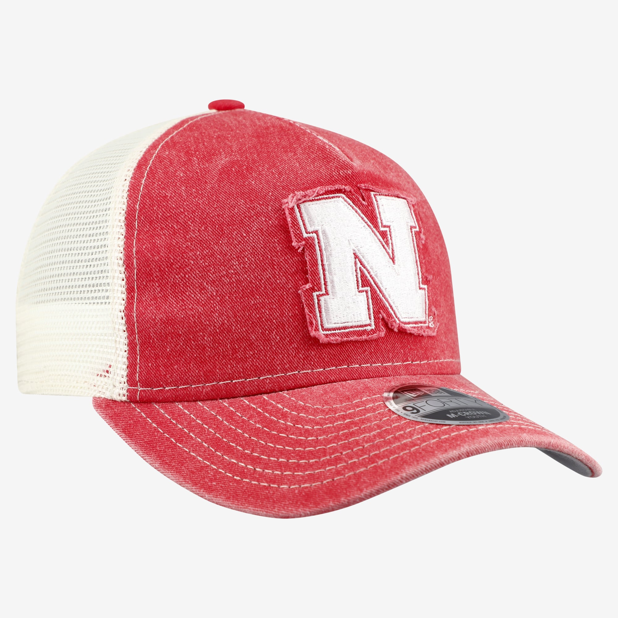 Casquette trucker rétro ajustable New Era Scarlet Nebraska Huskers 9FORTY A-Frame M-Crown pour jeunes