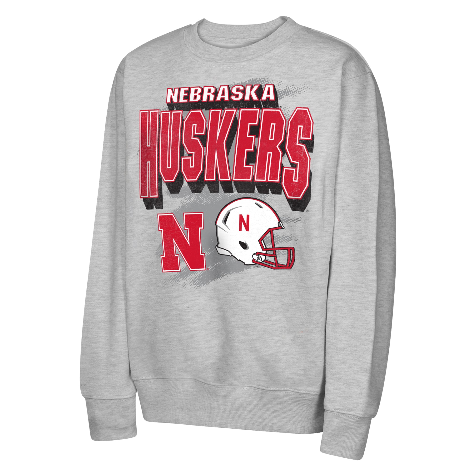 Youth Outerstuff Heather Gray Nebraska Huskers Wild Card Fleece Sweatshirt