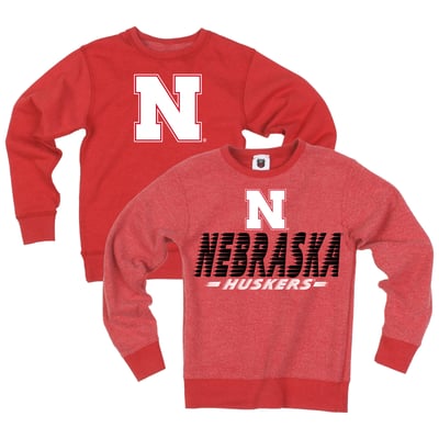  Nebraska Huskers Wes & Willy Youth Reversible Sweatshirt - Scarlet