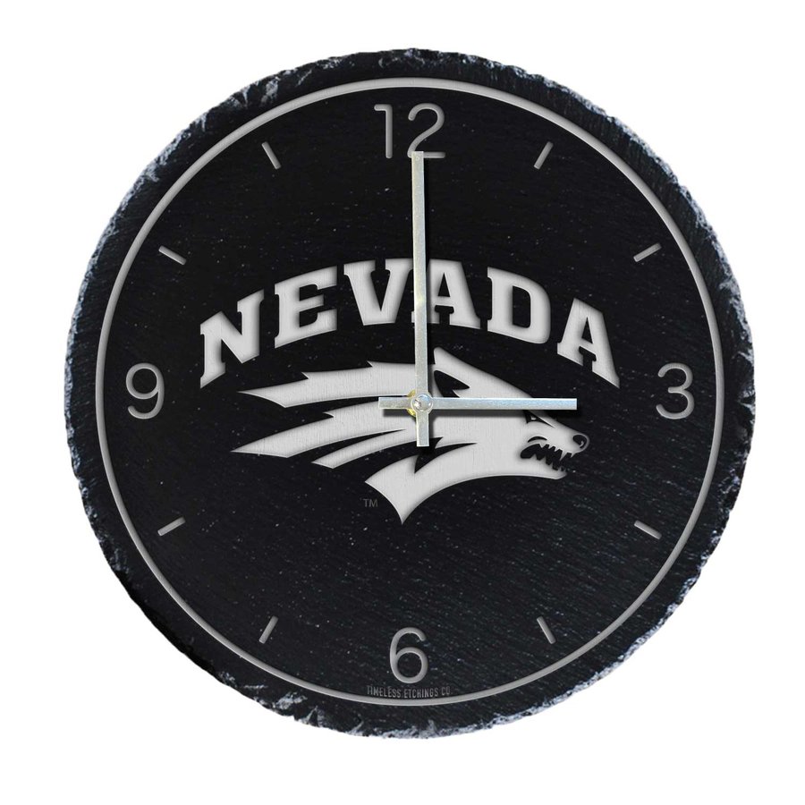 Gray Nevada Wolf Pack 12'' Slate Clock