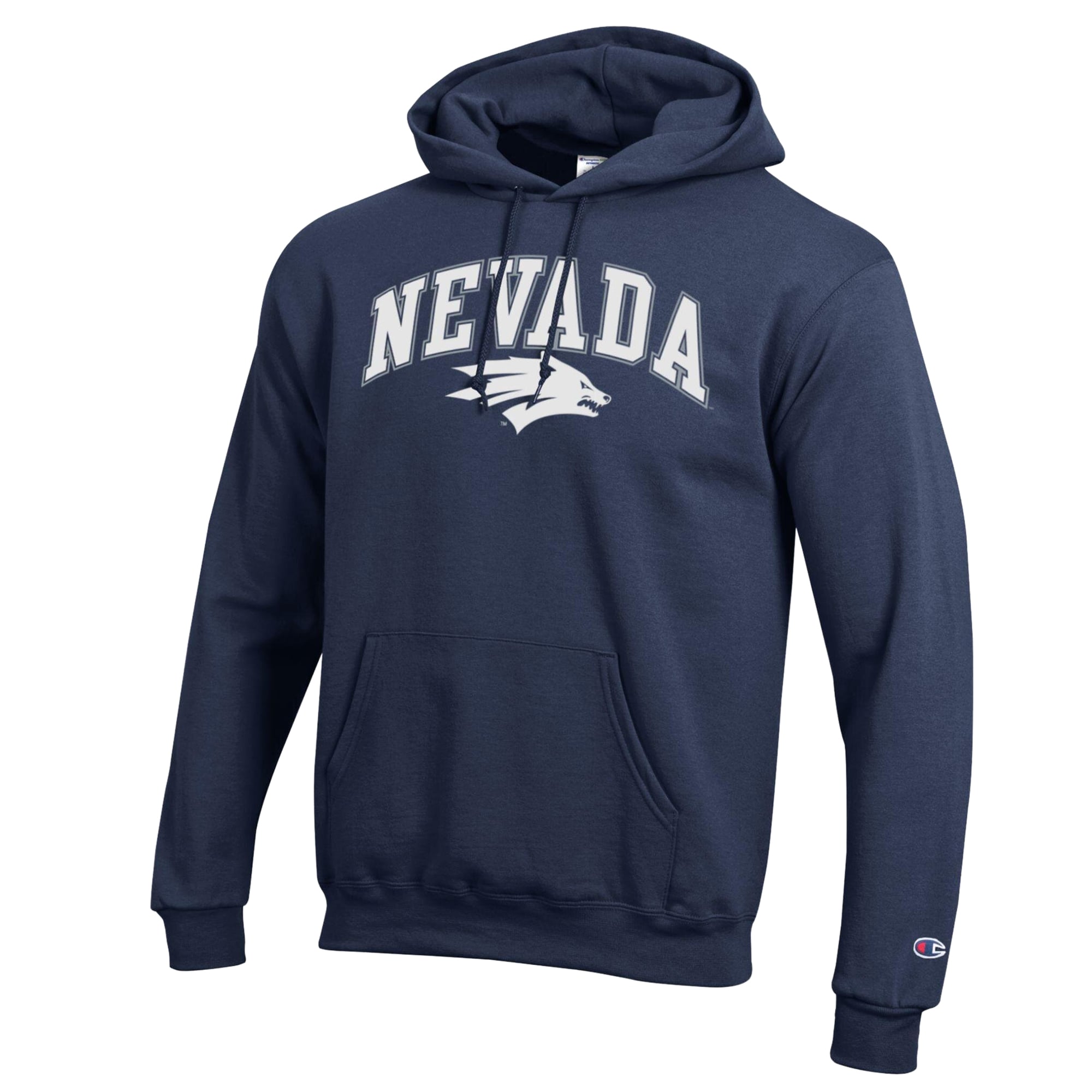 Men's Champion Navy Nevada Wolf Pack Powerblend Hoodie
