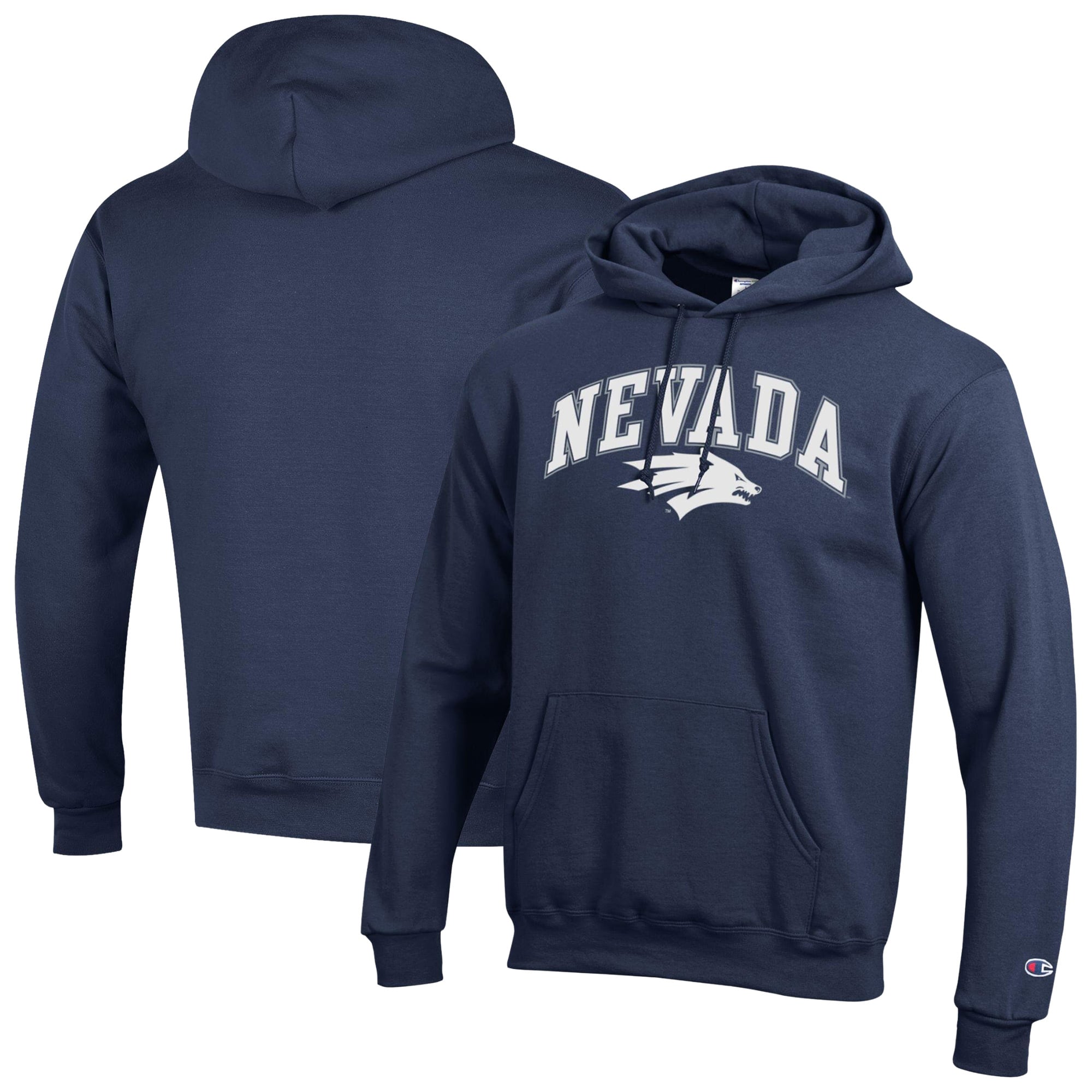 Men's Champion Navy Nevada Wolf Pack Powerblend Hoodie