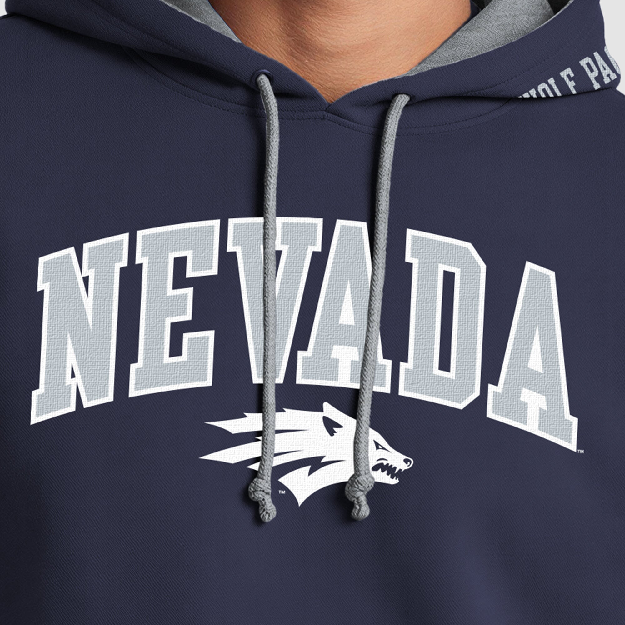 Men's Champion Navy/Heather Gray Nevada Wolf Pack Contrast Hoodie