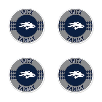 Nevada Wolf Pack 4" Personalized Circular Coasters 4-Pack Set