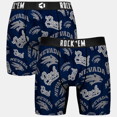  Nevada Wolf Pack Rock Em Youth All Over Logo Boxer Briefs - Navy