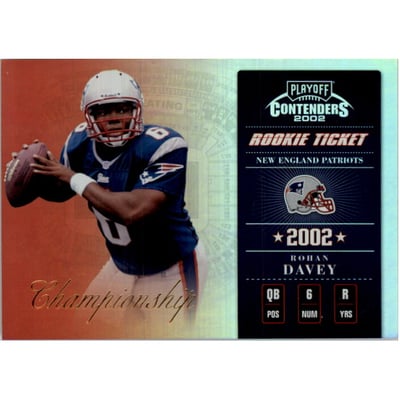 2002 Playoff Contenders Championship Ticket #167 Rohan Davey