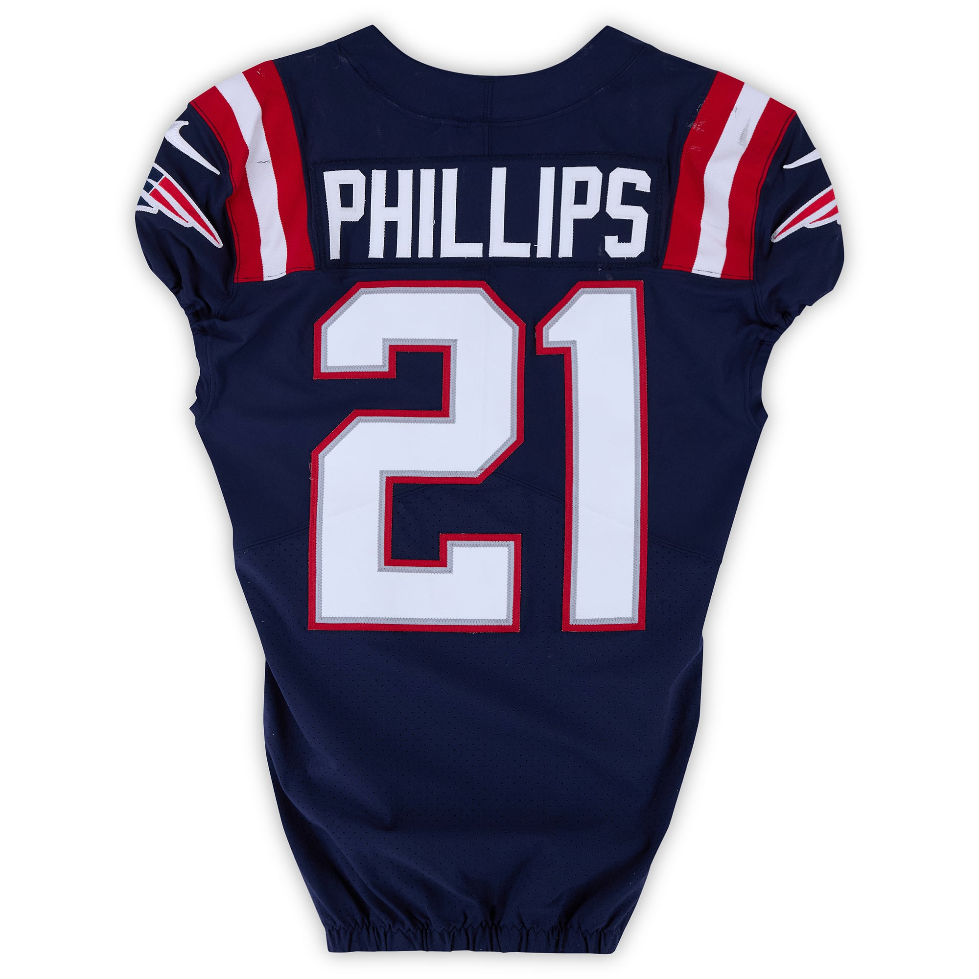 Adrian Phillips New England Patriots Player-Issued #21 Navy Nike Jersey from the 2022 NFL Season
