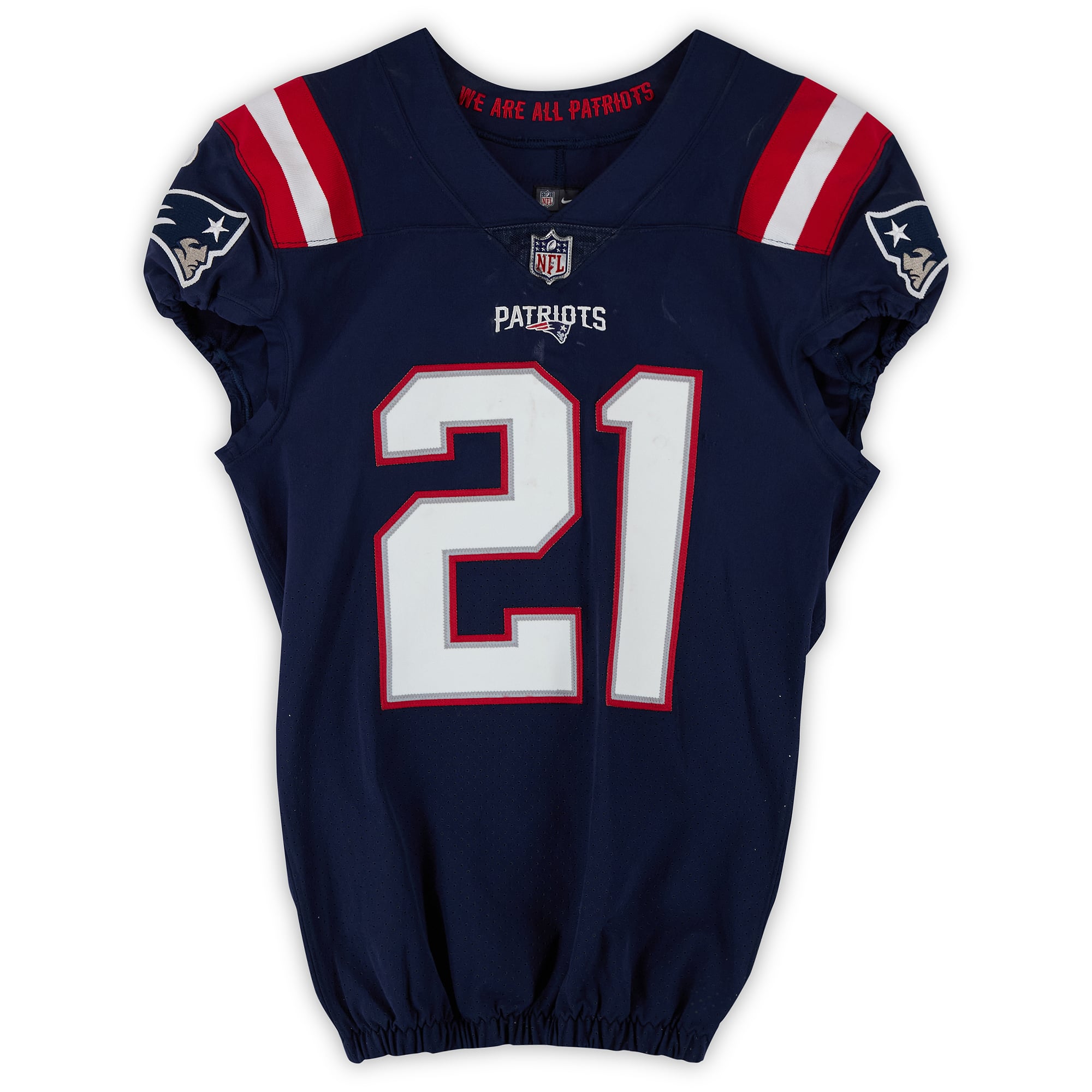 Adrian Phillips New England Patriots Player-Issued #21 Navy Nike Jersey from the 2022 NFL Season