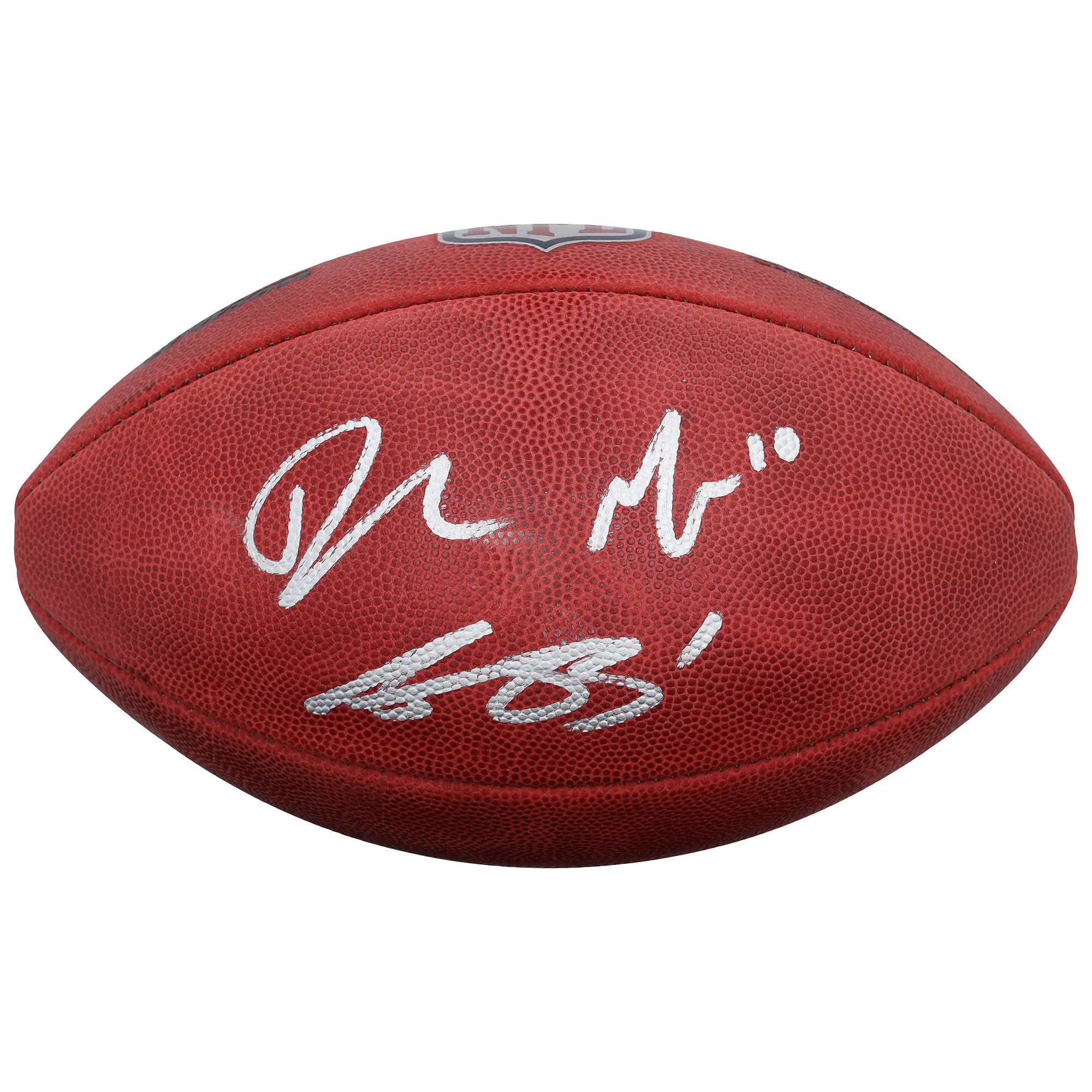 Ballon de football américain Duke en couleur, autographié par A.J. Brown et Drake Maye des New England Patriots
